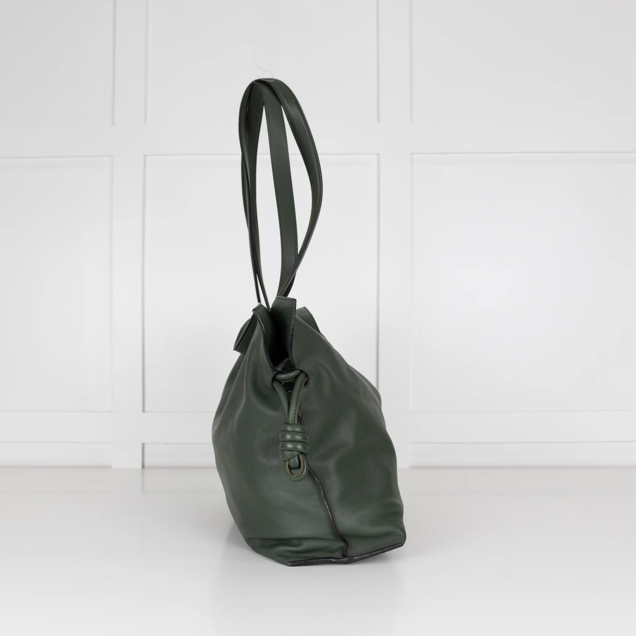 Loewe Green Flamenco Knot Large Leather Clutch Bag - Image 5
