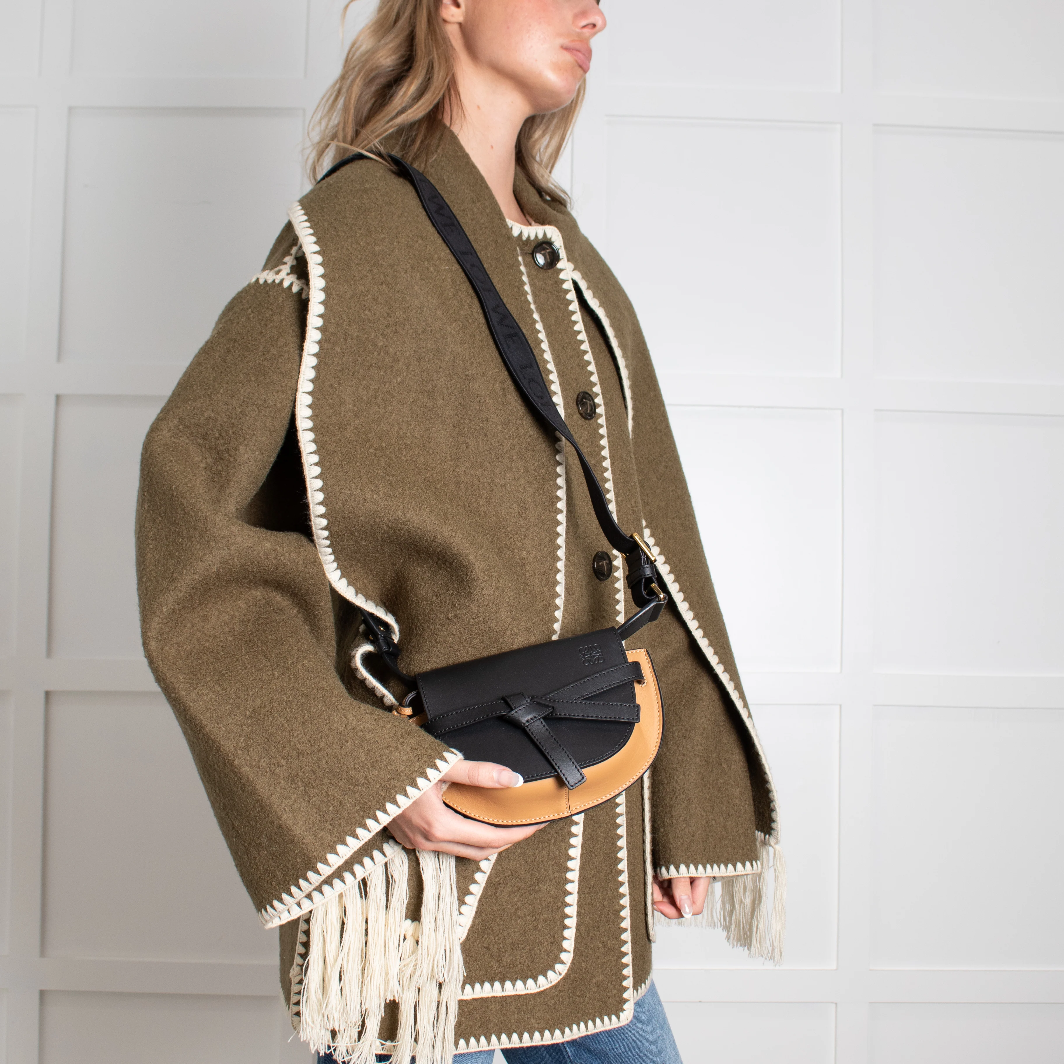 Loewe Tan Black Dual Leather Gate Mini Cross-Body Bag - Image 2