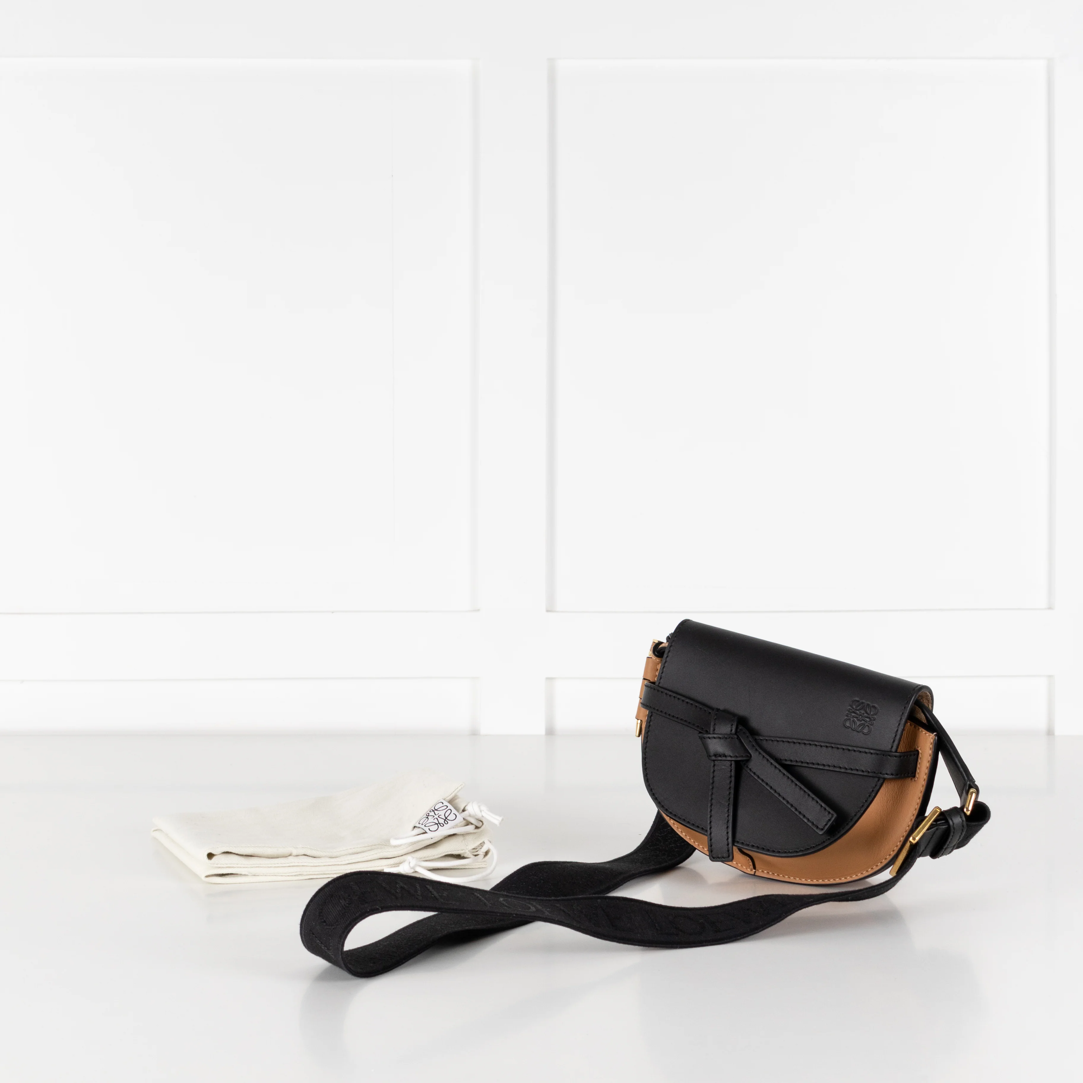 Loewe Tan Black Dual Leather Gate Mini Cross-Body Bag - Image 3