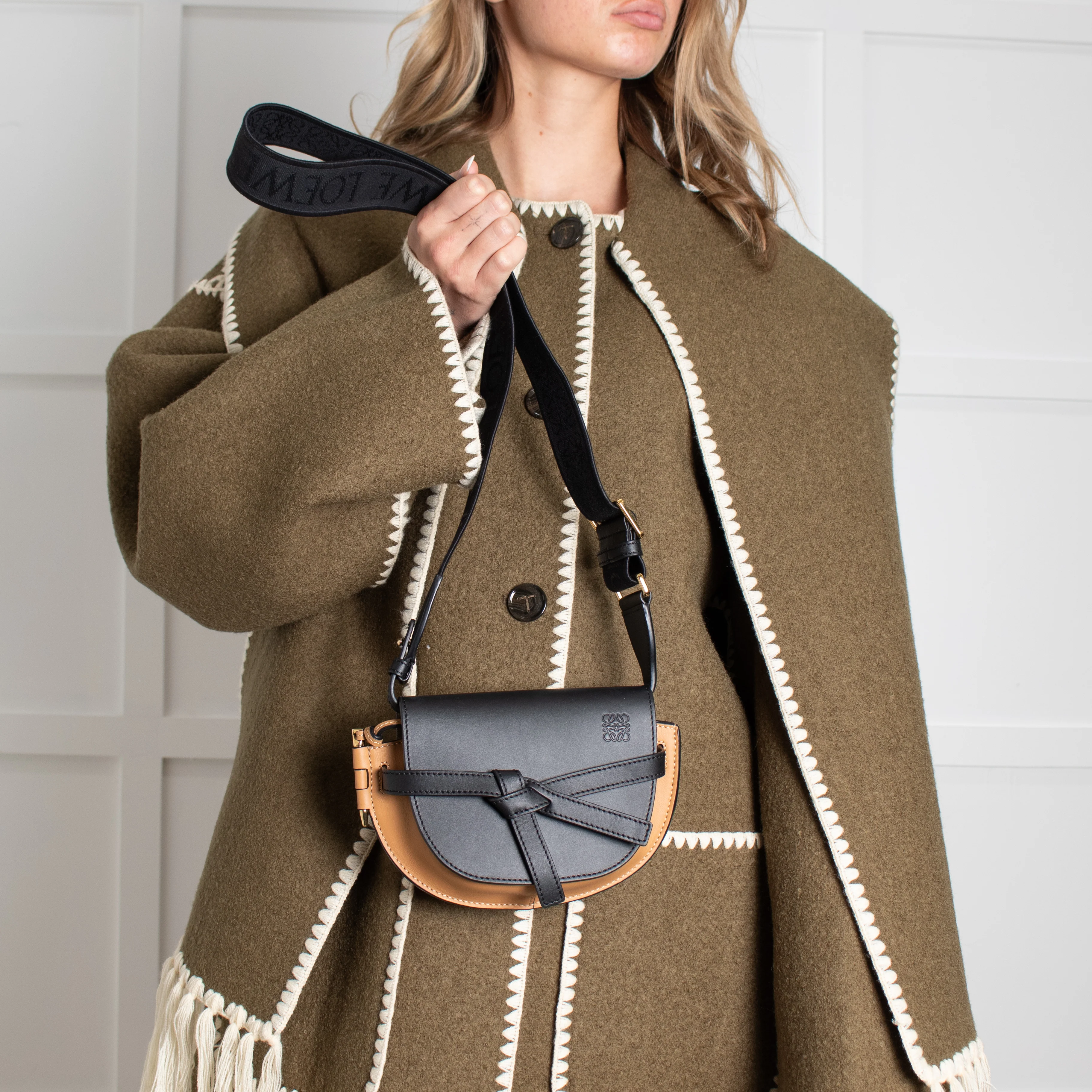 Loewe Tan Black Dual Leather Gate Mini Cross-Body Bag - Image 4