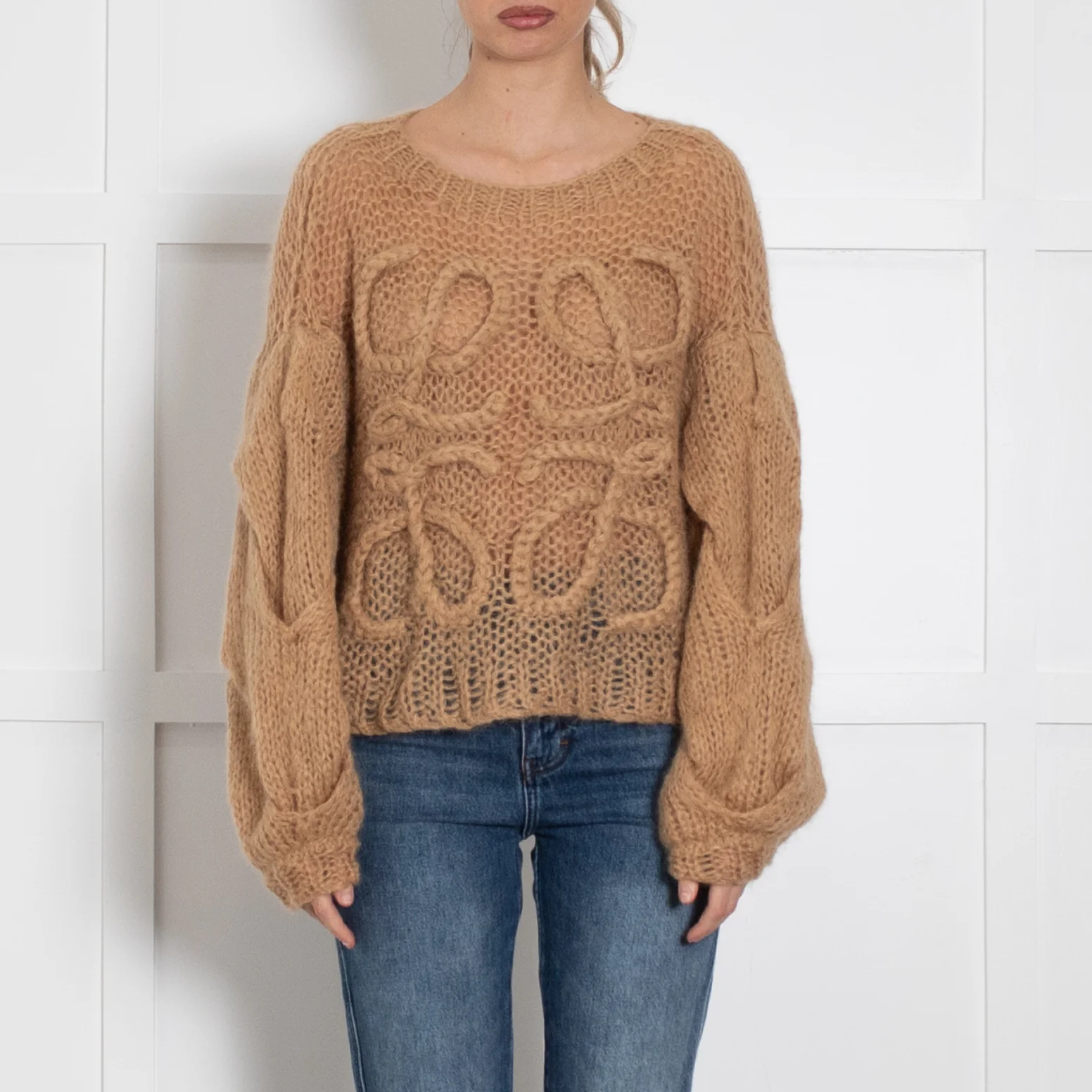 Loewe Tan Mohair Wool Blend Oversized Jumper - Image 2