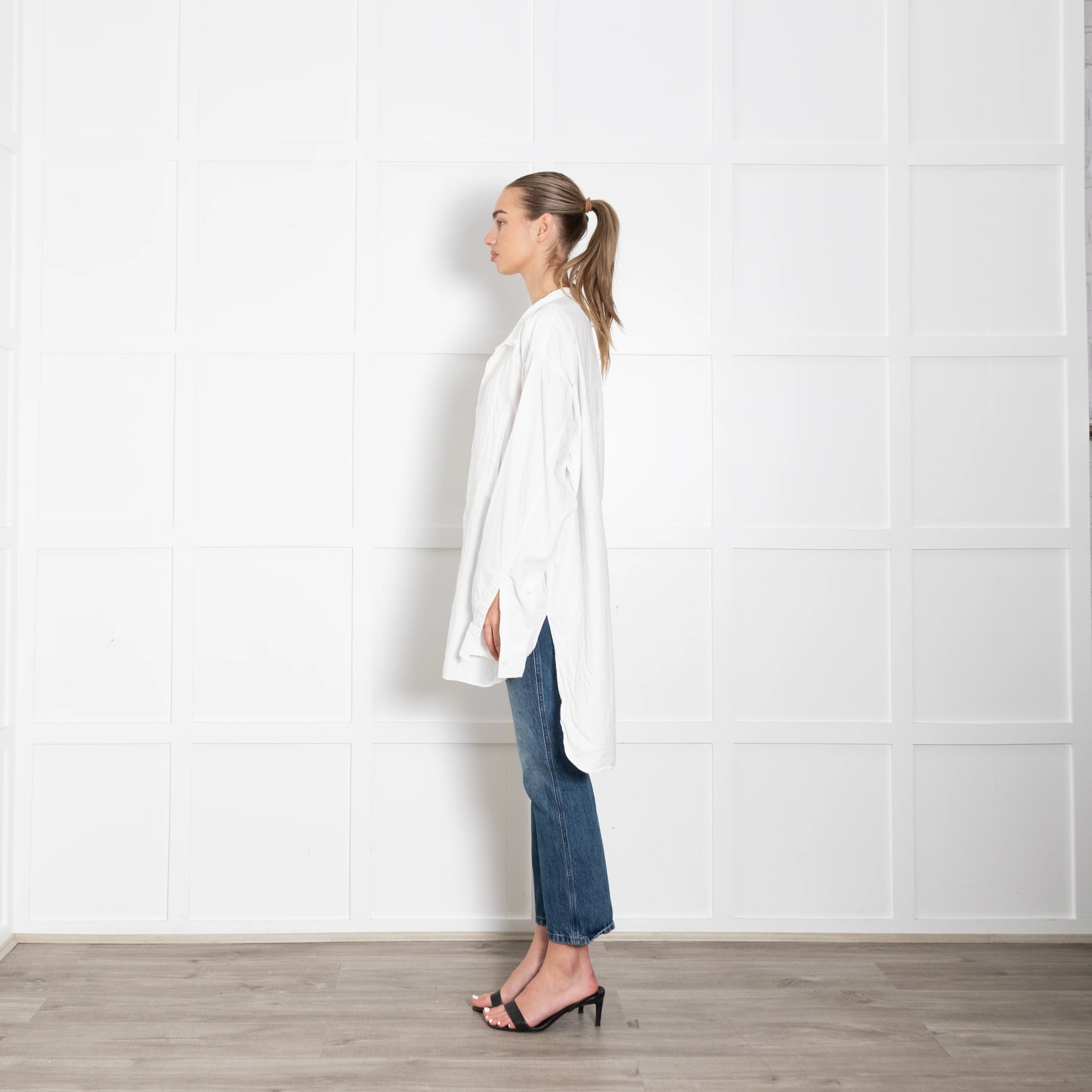 Loewe White Cotton Asymmetric Long Line Shirt - Image 4