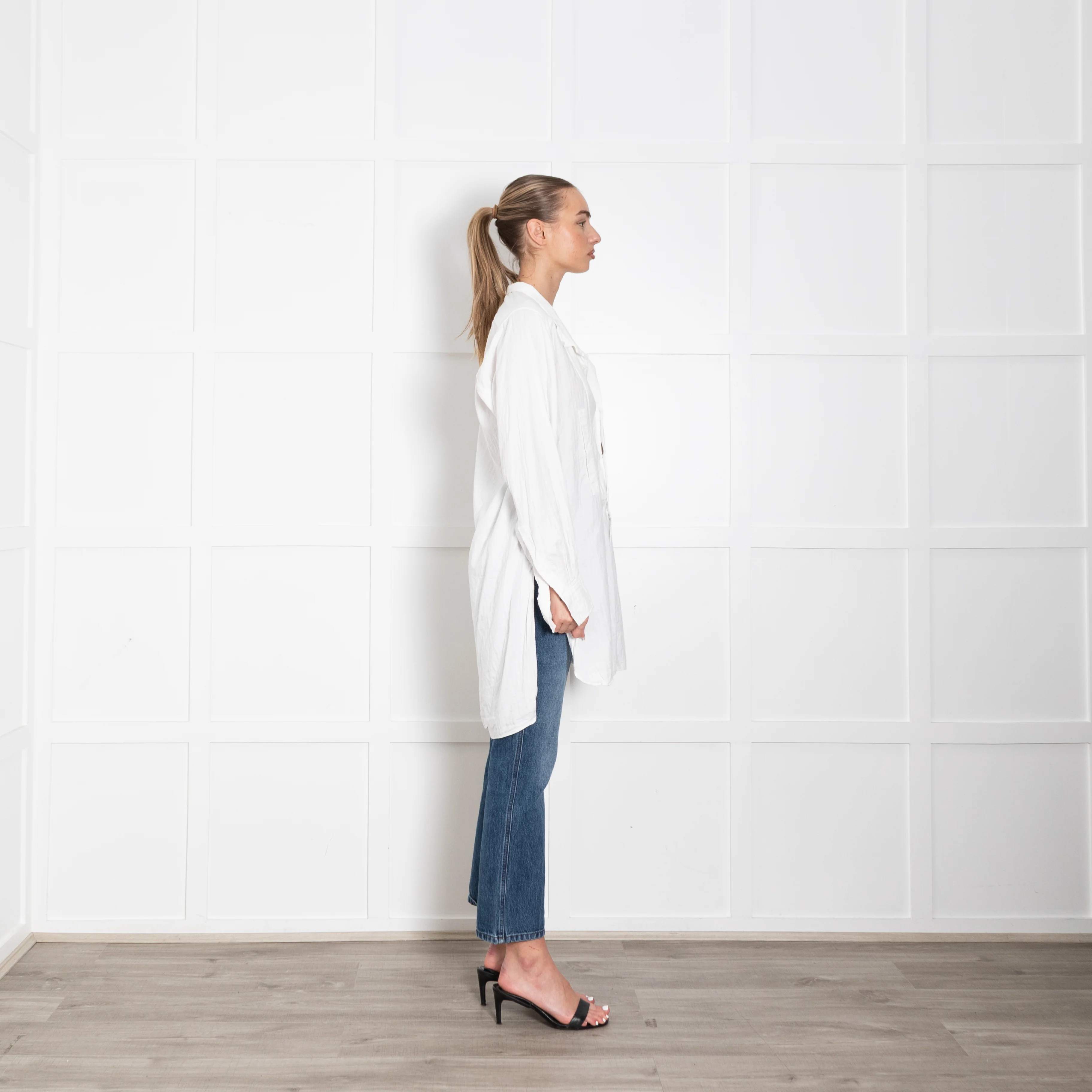 Loewe White Cotton Asymmetric Long Line Shirt - Image 6