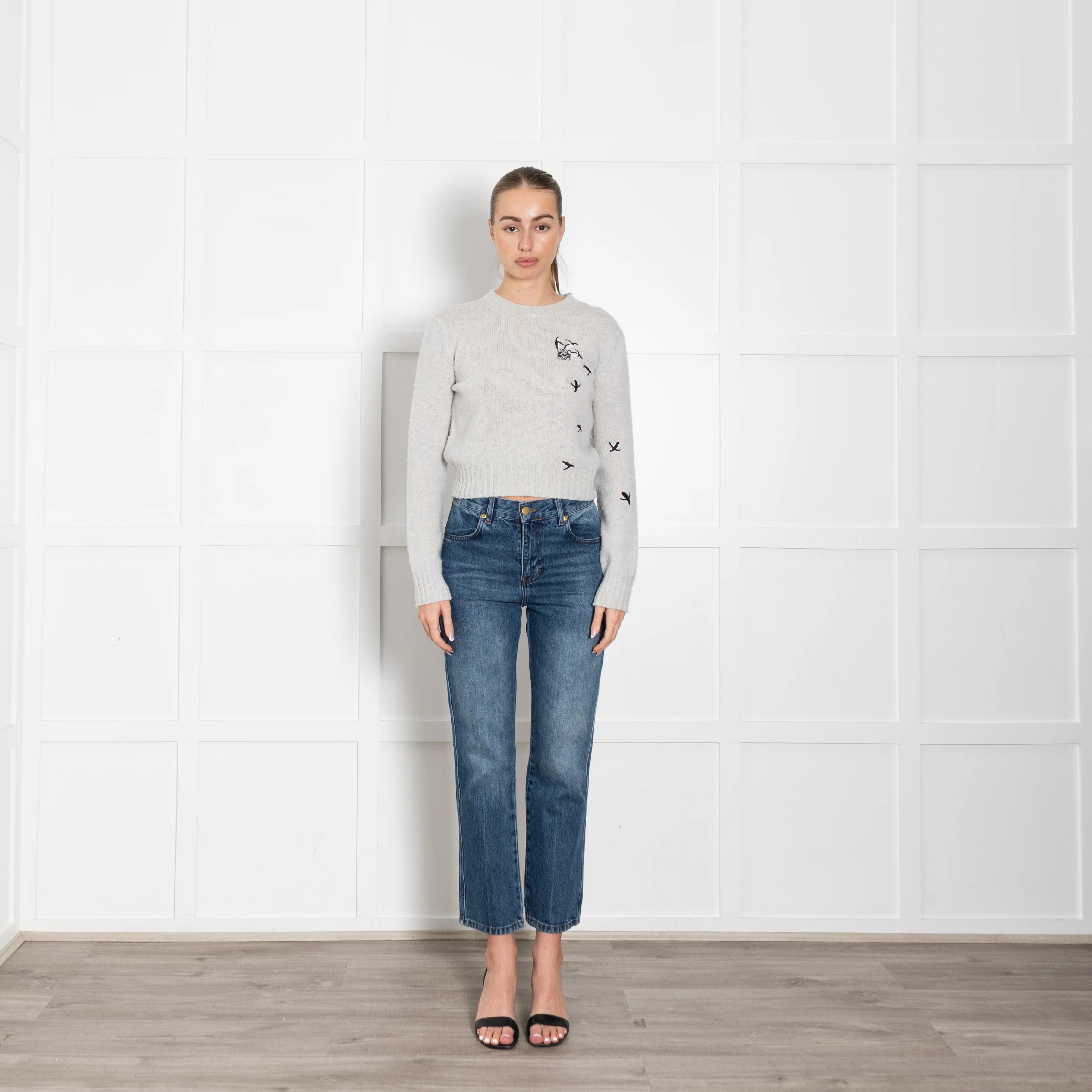 Loewe x Suna Fujita Pale Blue Penguin Embroidered Wool Jumper