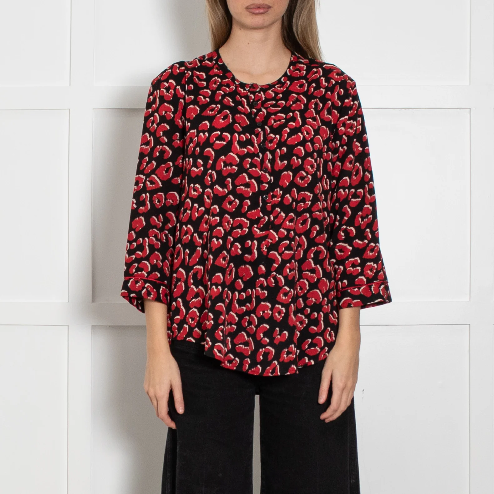 Lolly's Laundry Black Red Animal Print Blouse - Image 2