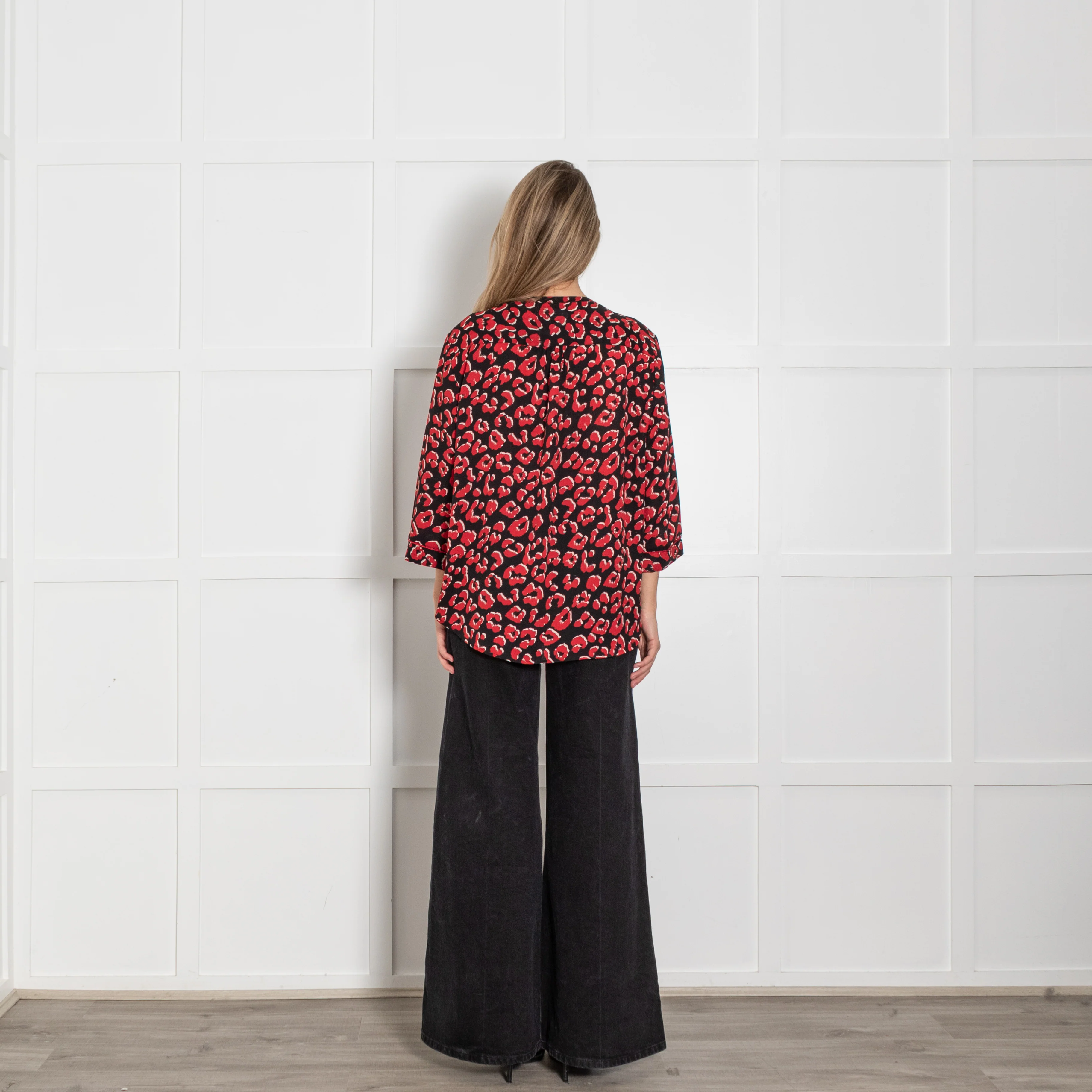 Lolly's Laundry Black Red Animal Print Blouse - Image 5