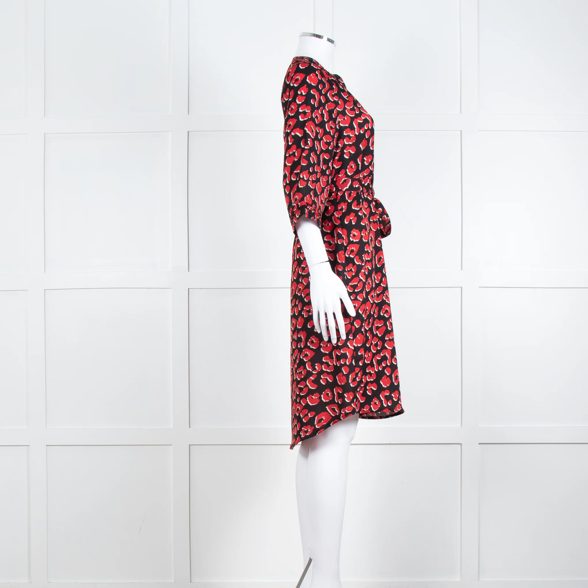 Lollys Laundry Black Red Animal Print Short Sleeve Belted Dress - Image 7