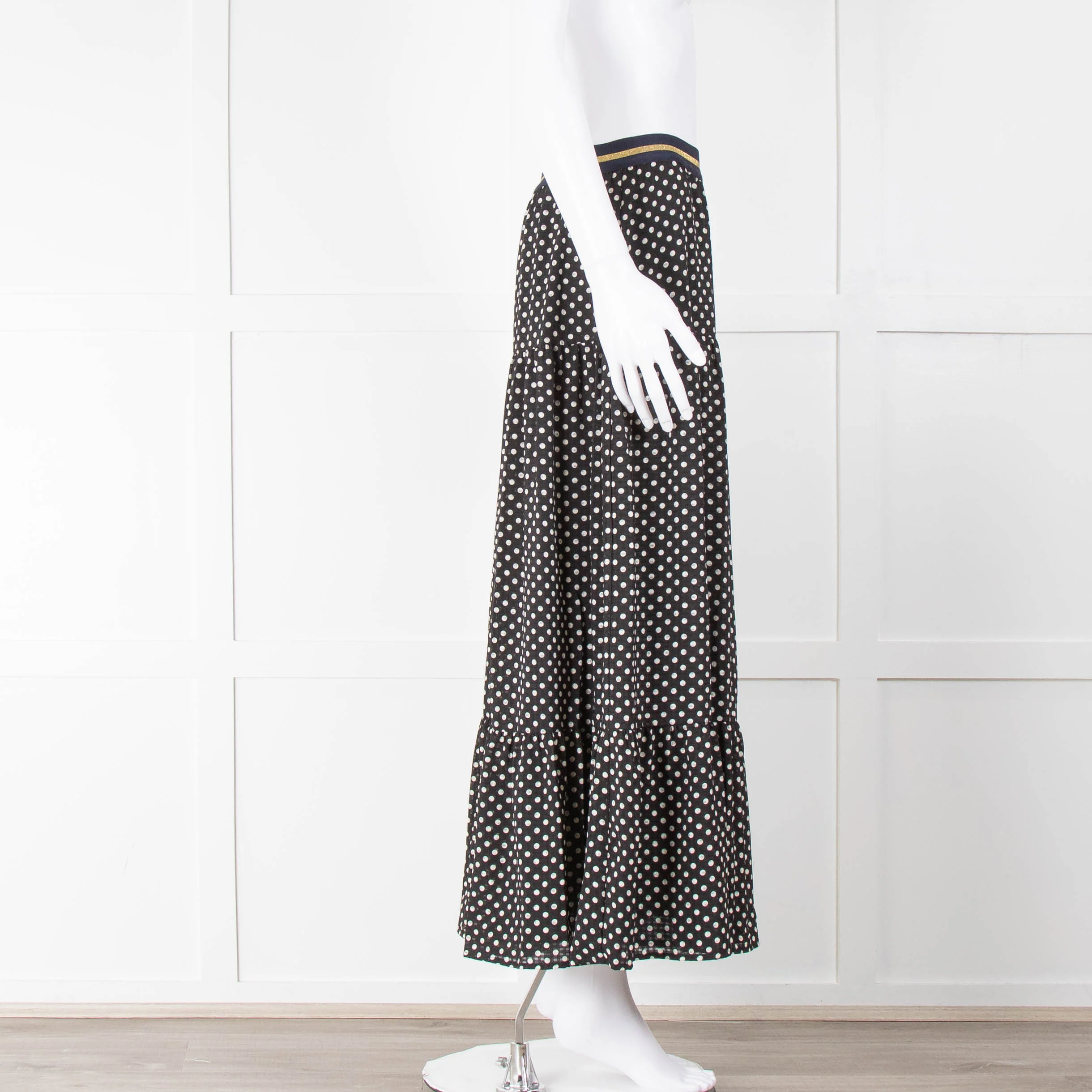 Lolly's Laundry Black White Polka Dot Elasticated Skirt - Image 2