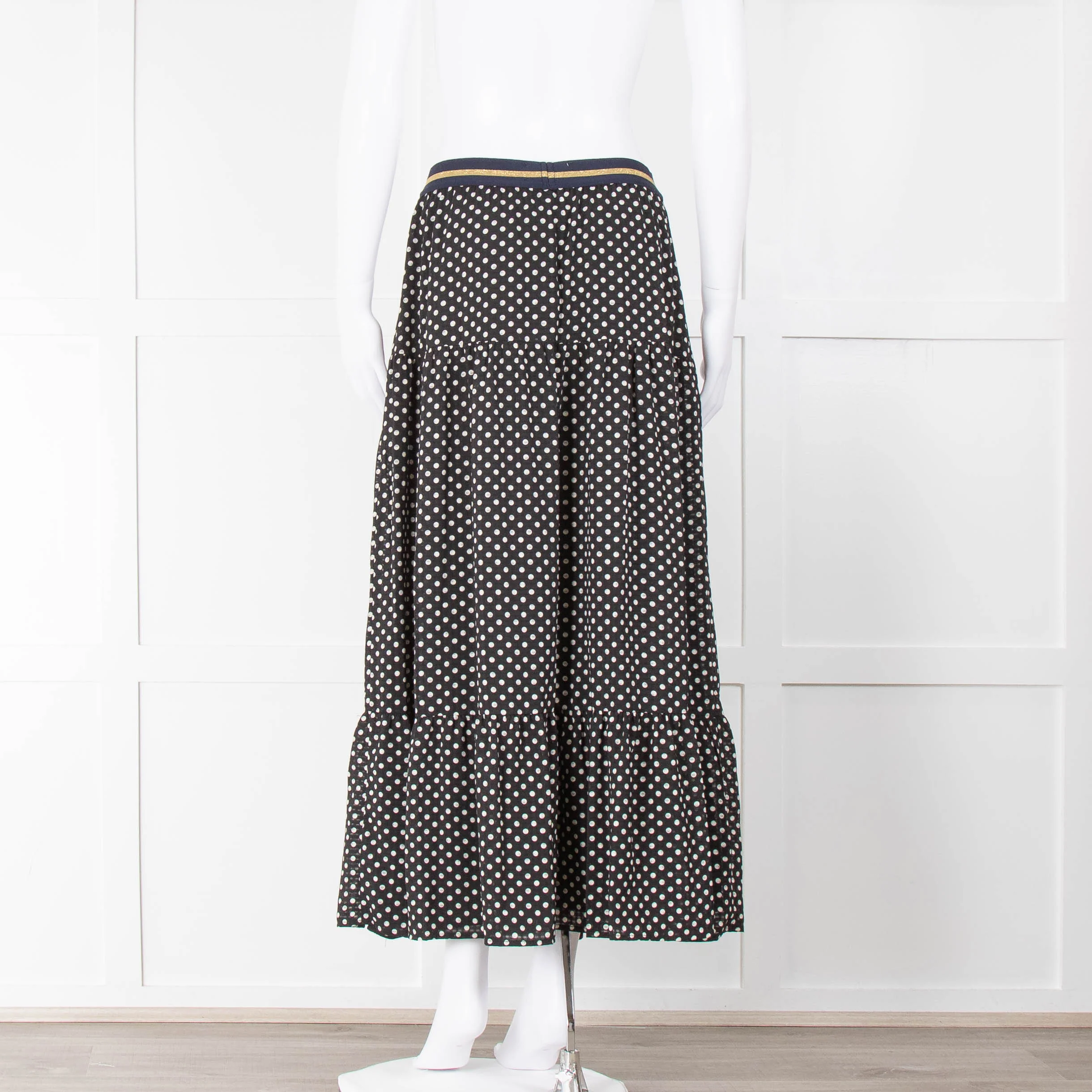 Lolly's Laundry Black White Polka Dot Elasticated Skirt - Image 3