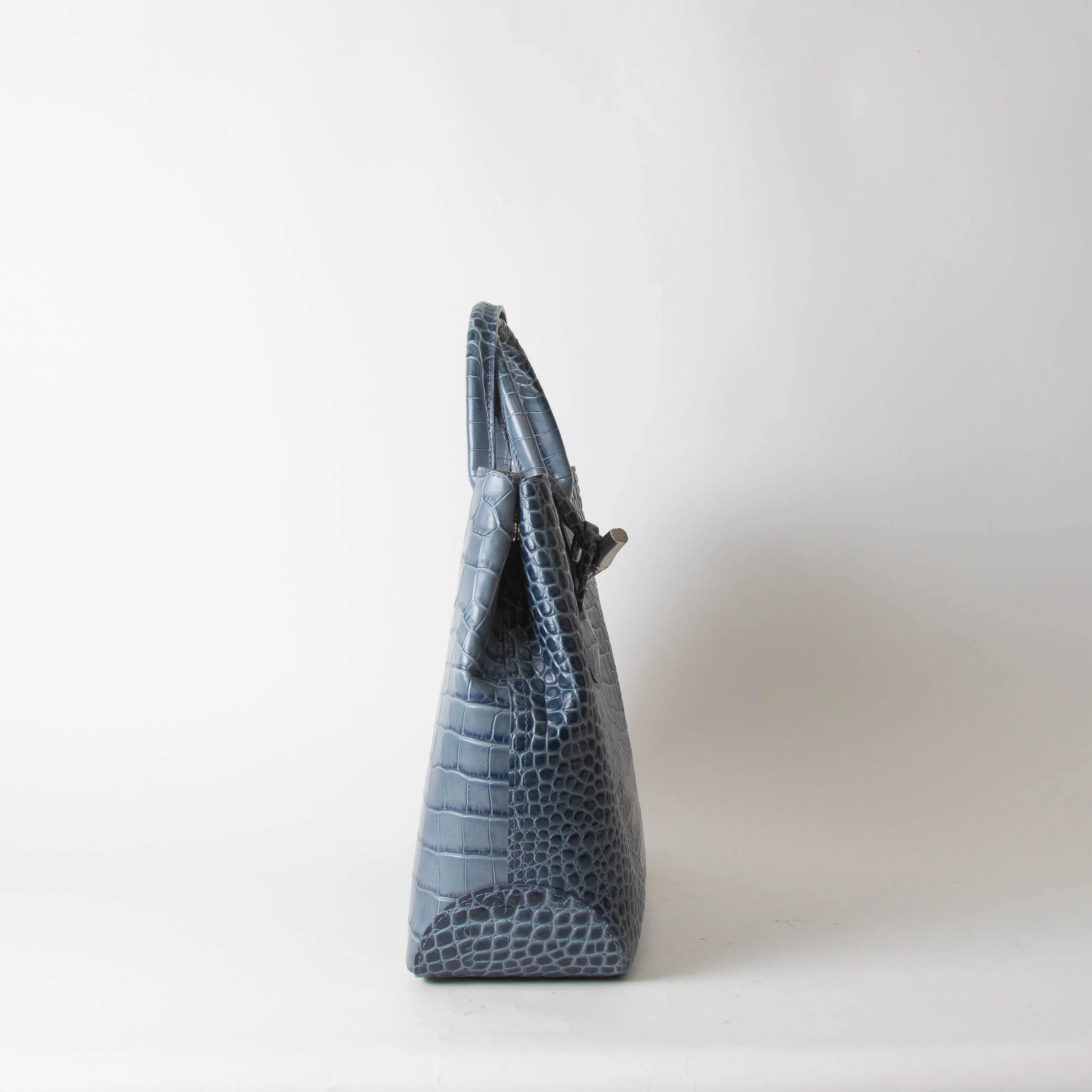 Longchamp Blue Croc Embossed Leather Bag - Image 3