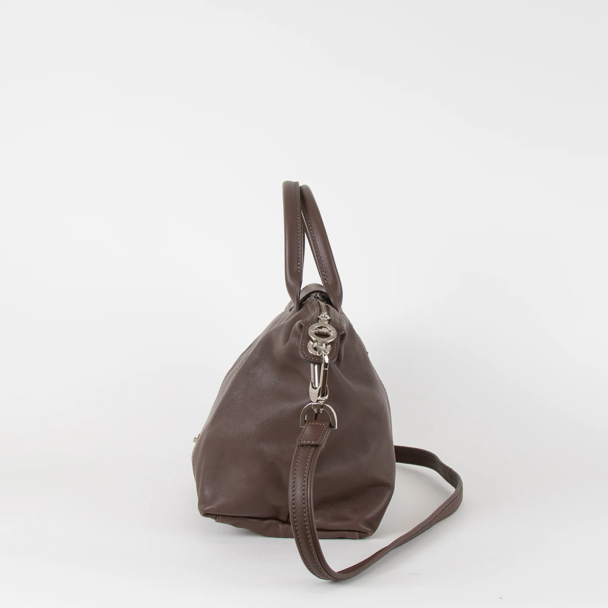 Longchamp Brown Leather Small Le Pliage Tote Bag - Image 3