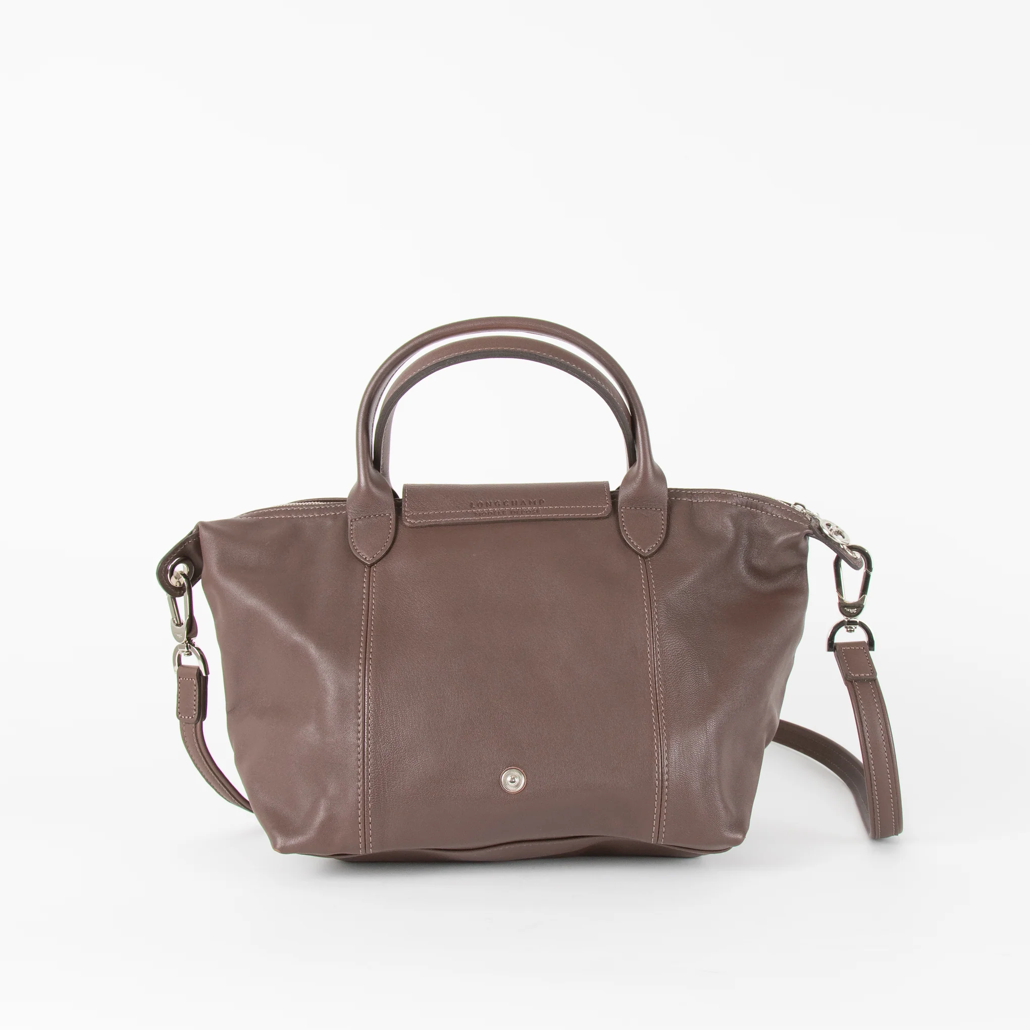 Longchamp Brown Leather Small Le Pliage Tote Bag - Image 4