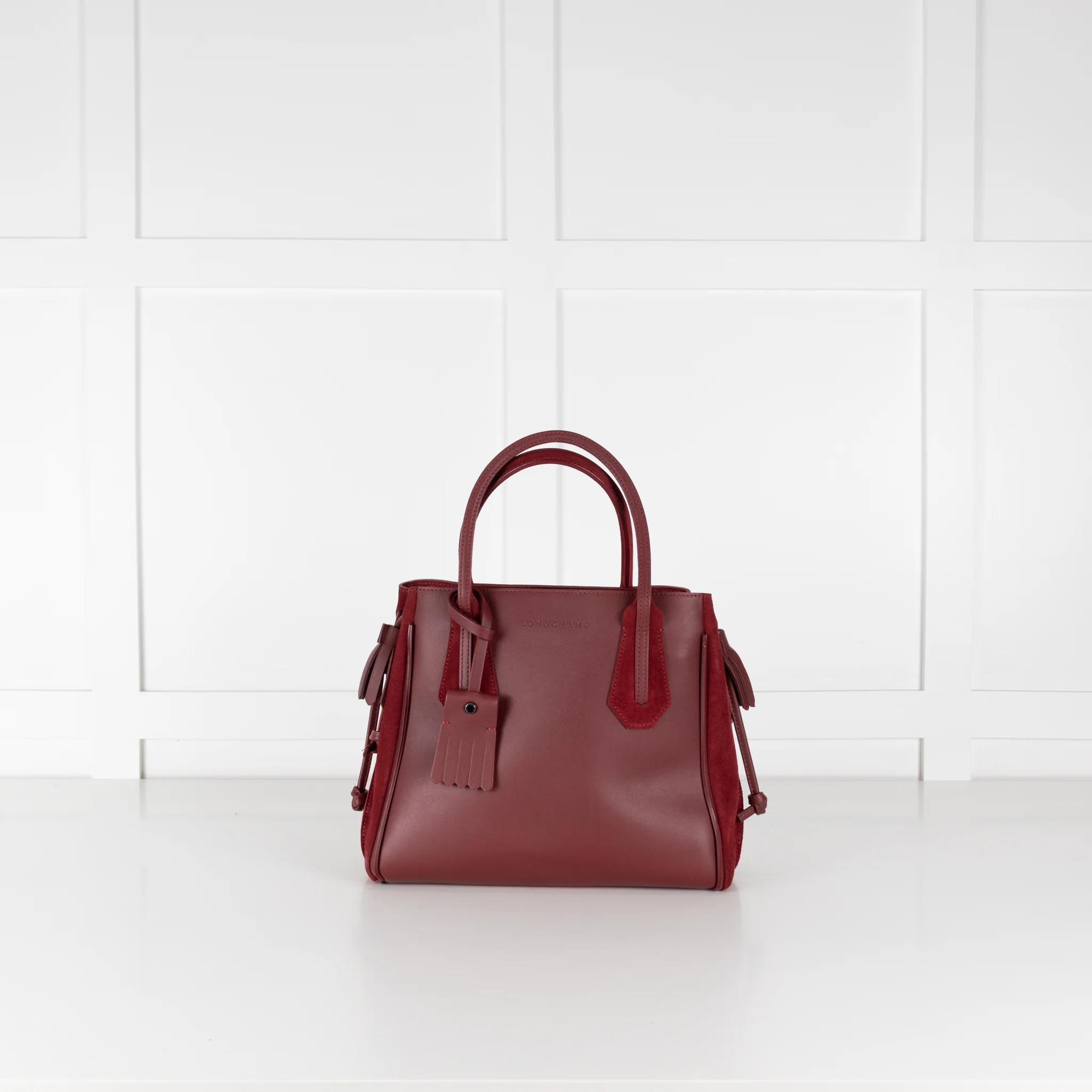 Longchamp Burgundy Leather And Suede Penelope Bag
