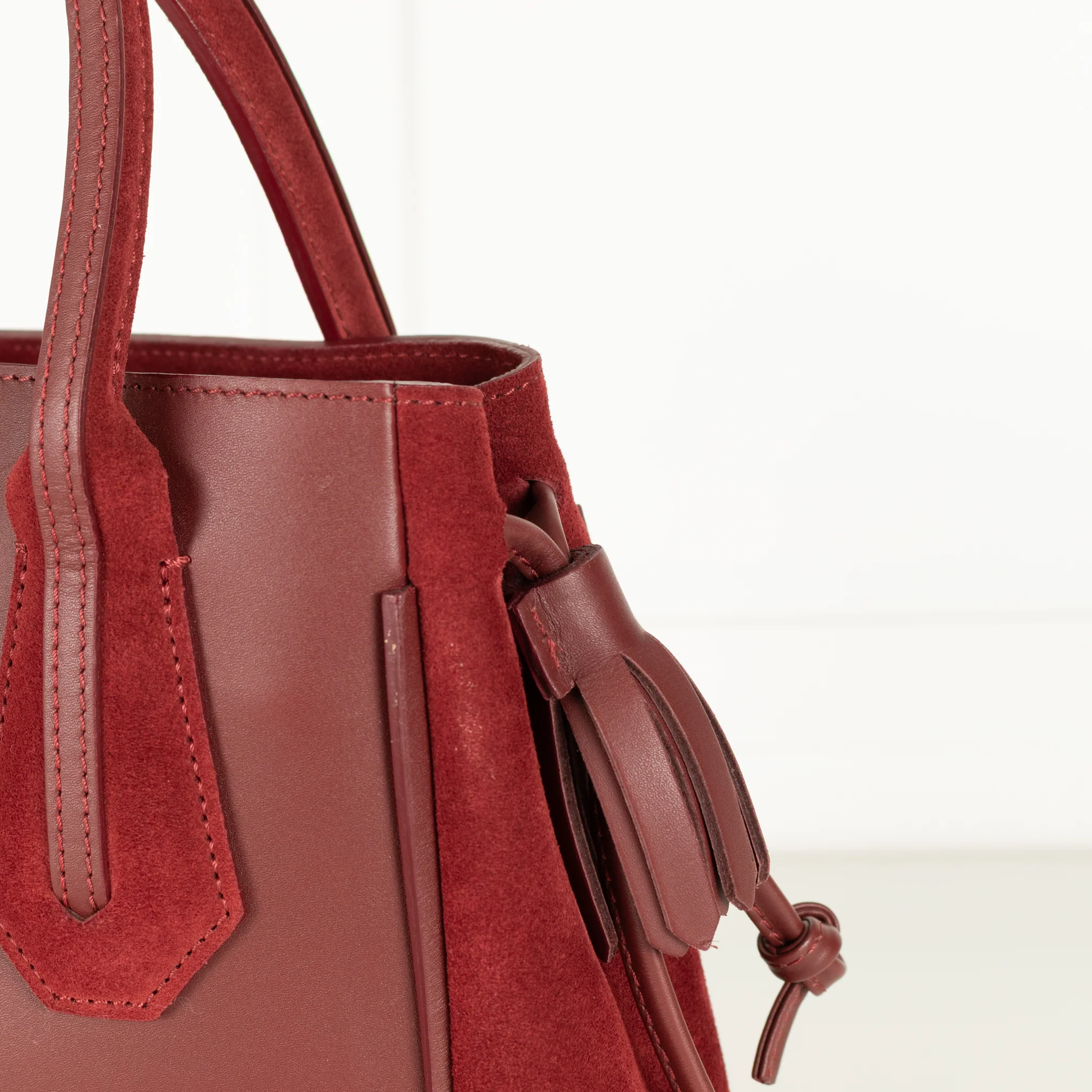 Longchamp Burgundy Leather And Suede Penelope Bag - Image 10