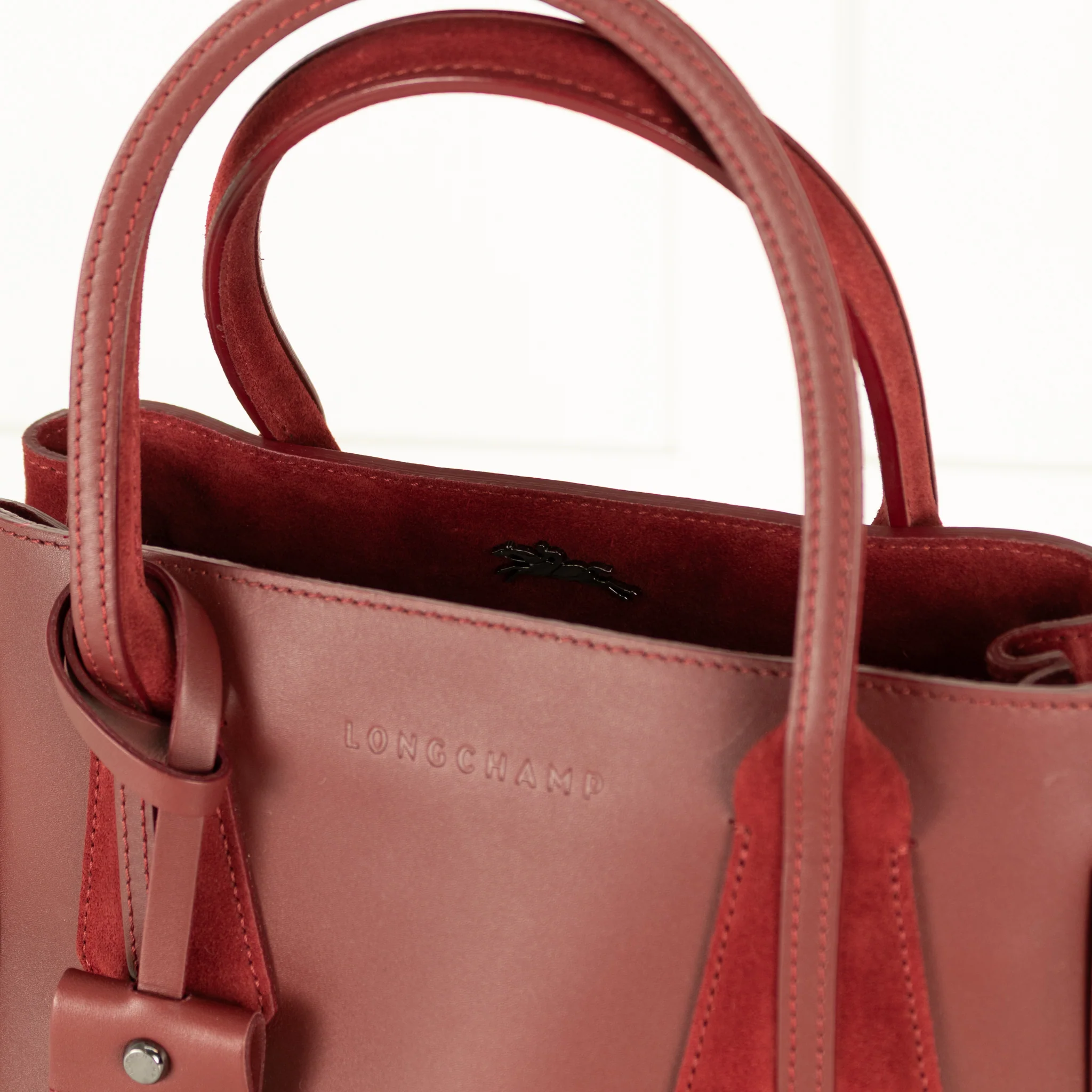 Longchamp Burgundy Leather And Suede Penelope Bag - Image 7