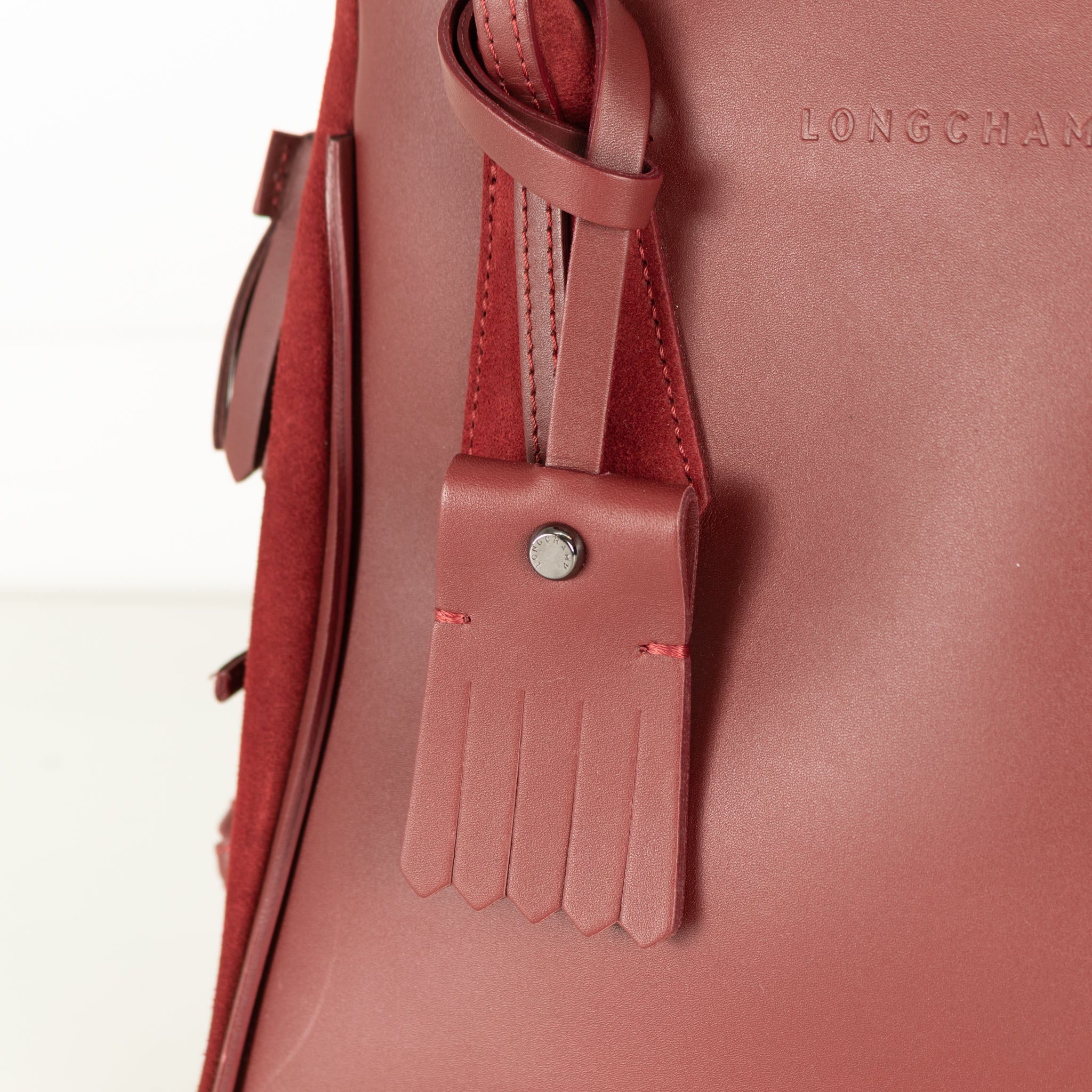 Longchamp Burgundy Leather And Suede Penelope Bag - Image 9