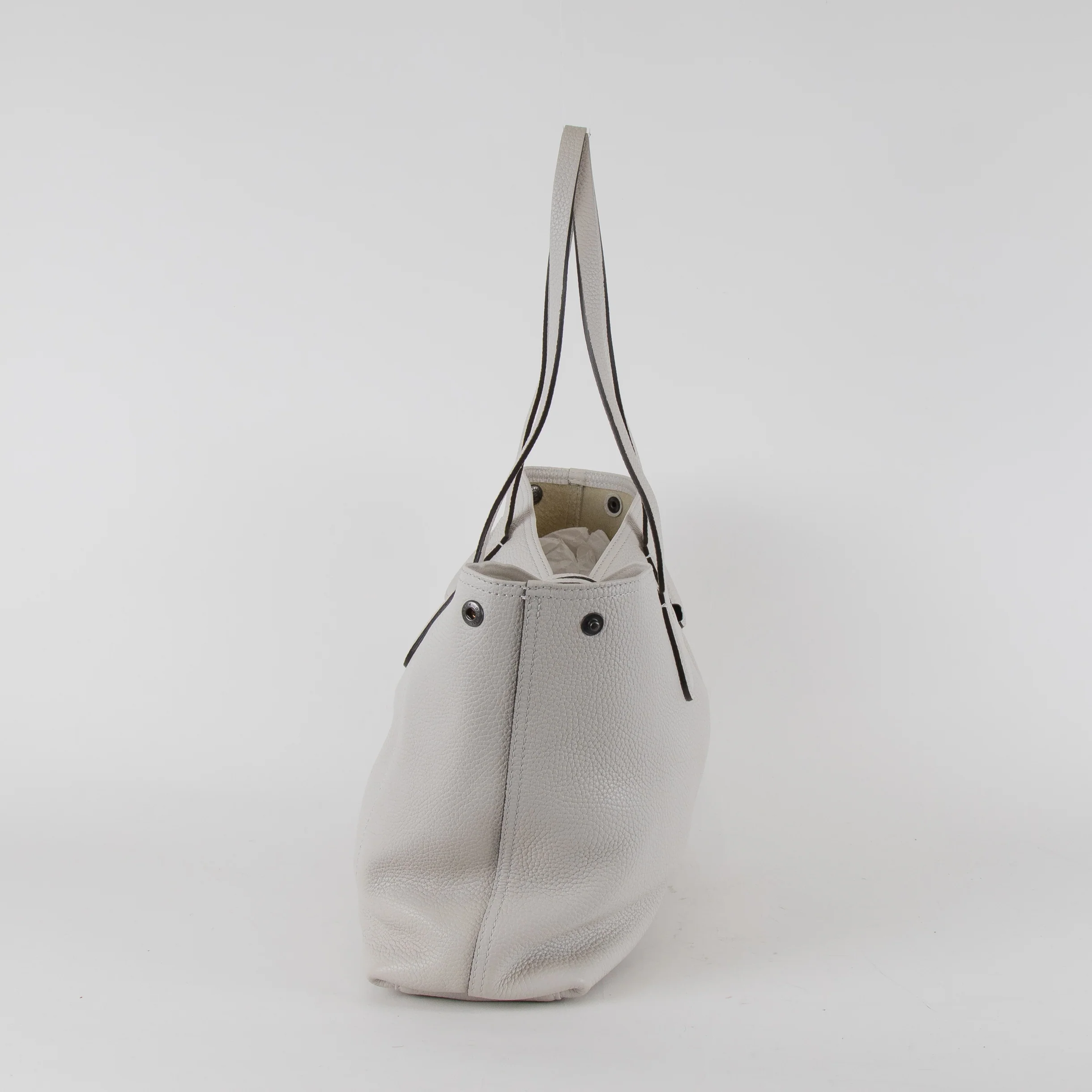 Longchamp Pale Grey Le Roseau Essential Grained Leather Top Handle Tote Bag - Image 3