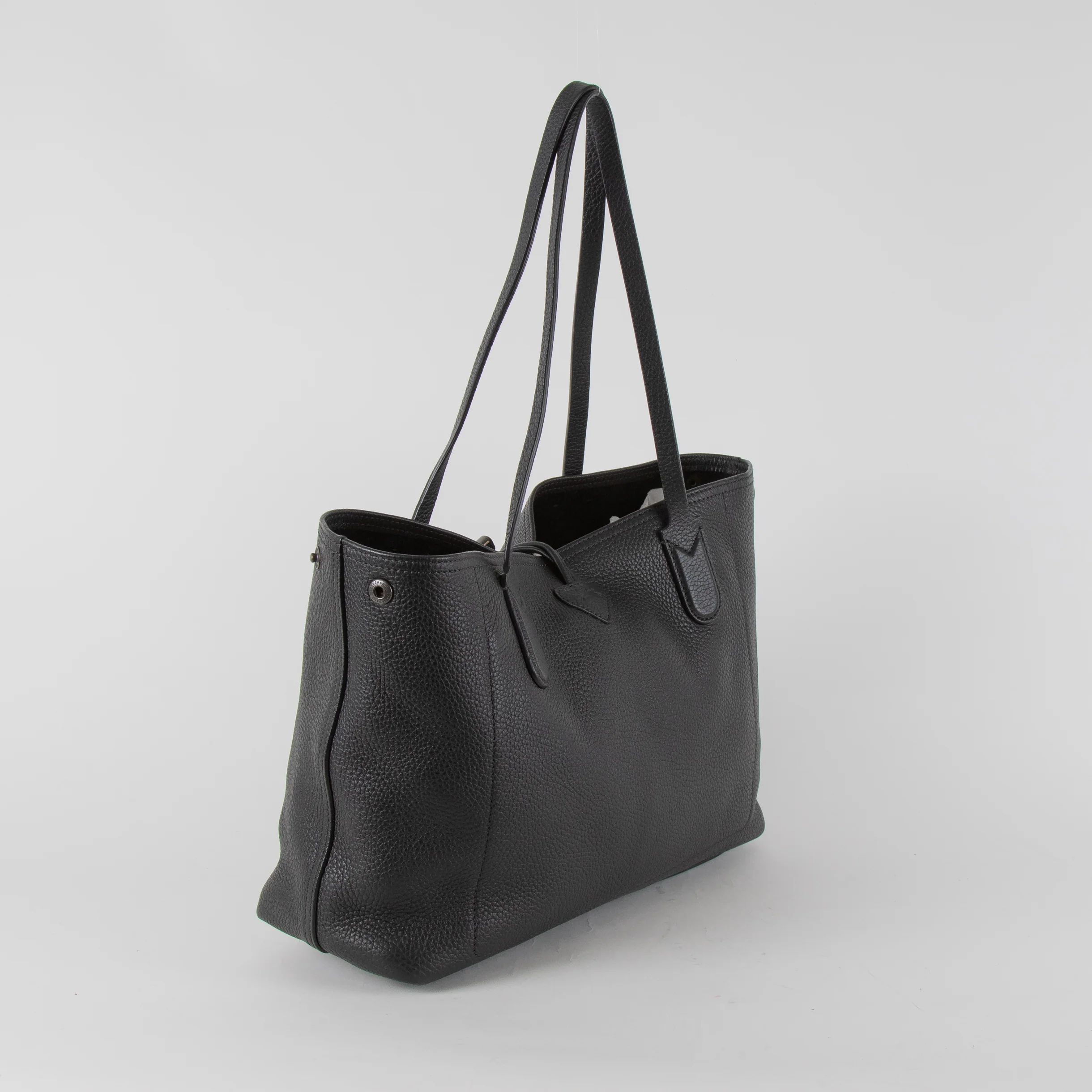 Longchamp Le Roseau Essential Black Grained Leather Tote Bag - Image 2