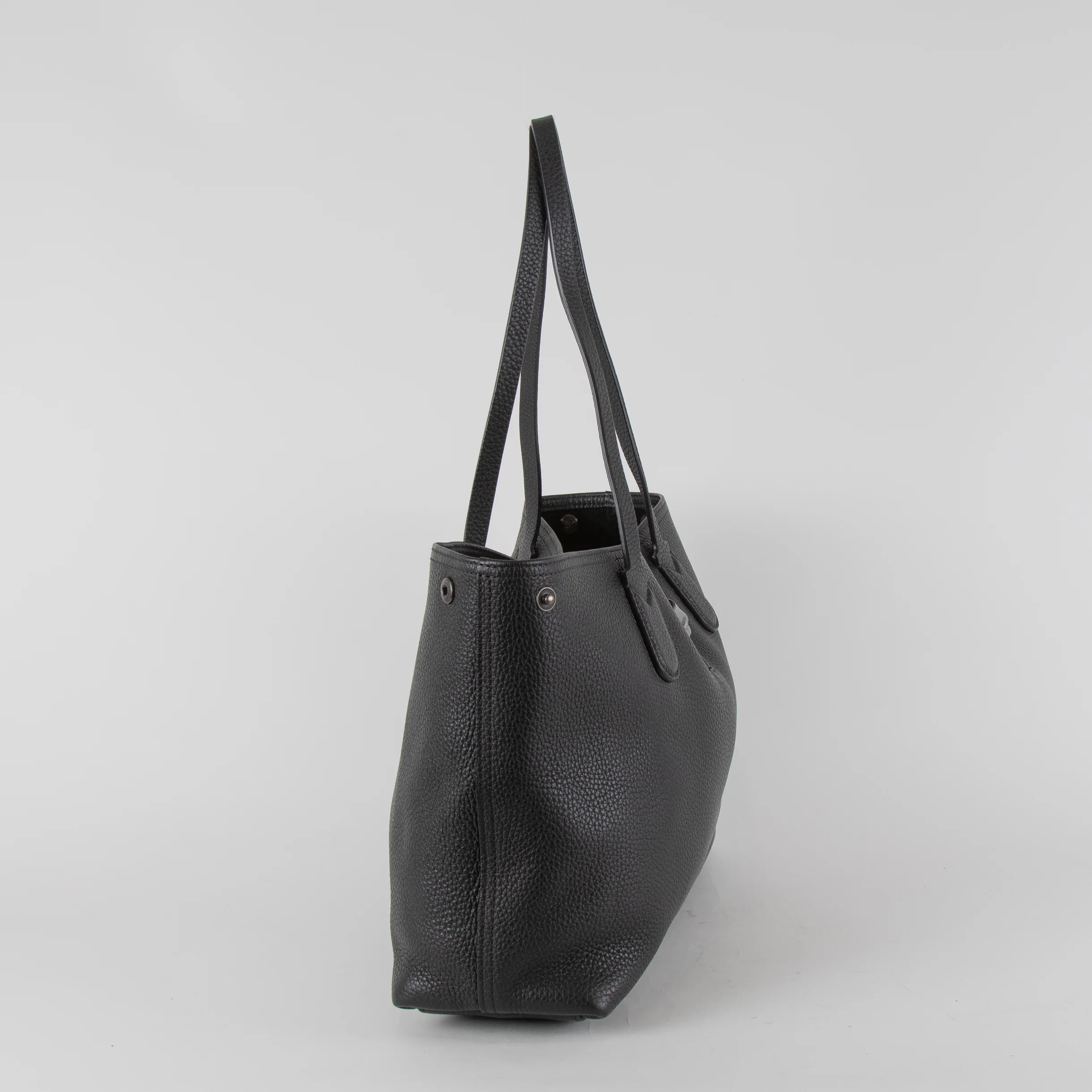 Longchamp Le Roseau Essential Black Grained Leather Tote Bag - Image 4