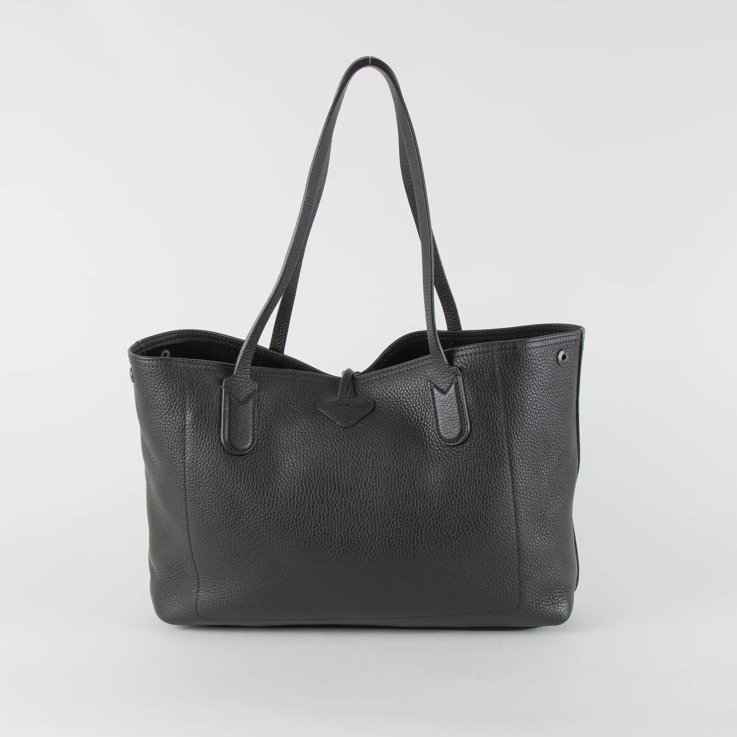 Longchamp Le Roseau Essential Black Grained Leather Tote Bag - Image 5