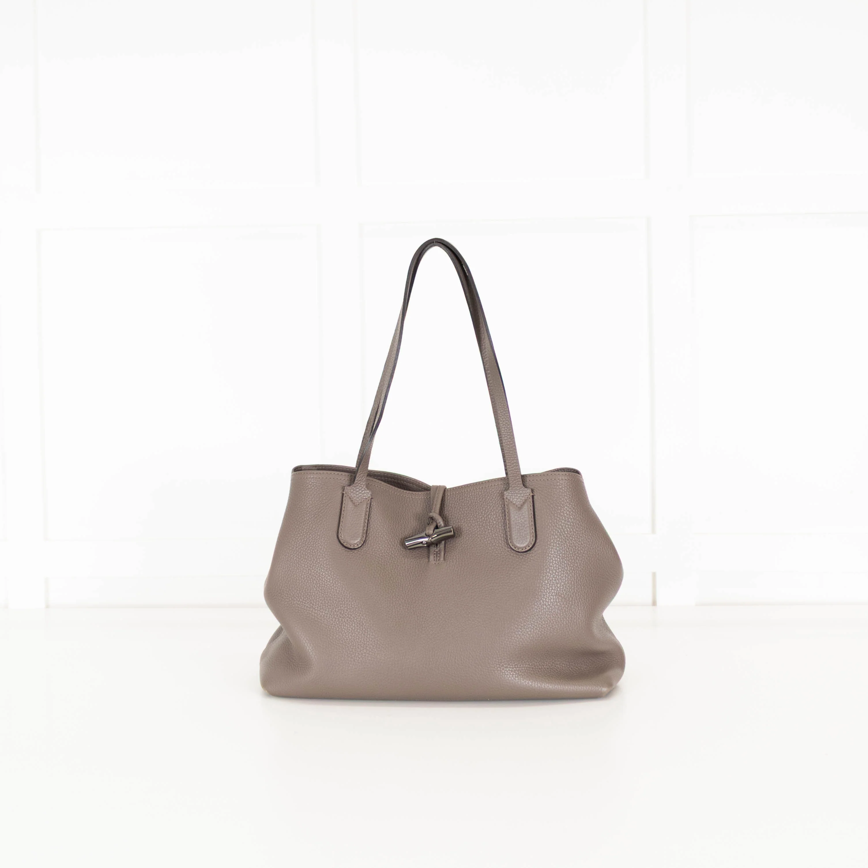 Longchamp Taupe Shoulder Bag With Detachable Purse