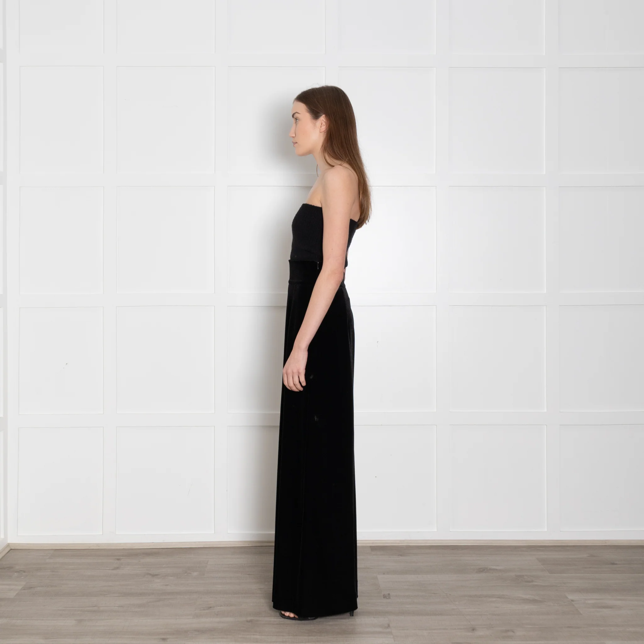 Loretta Caponi Velvet Black Shimmery Flared Trousers - Image 4