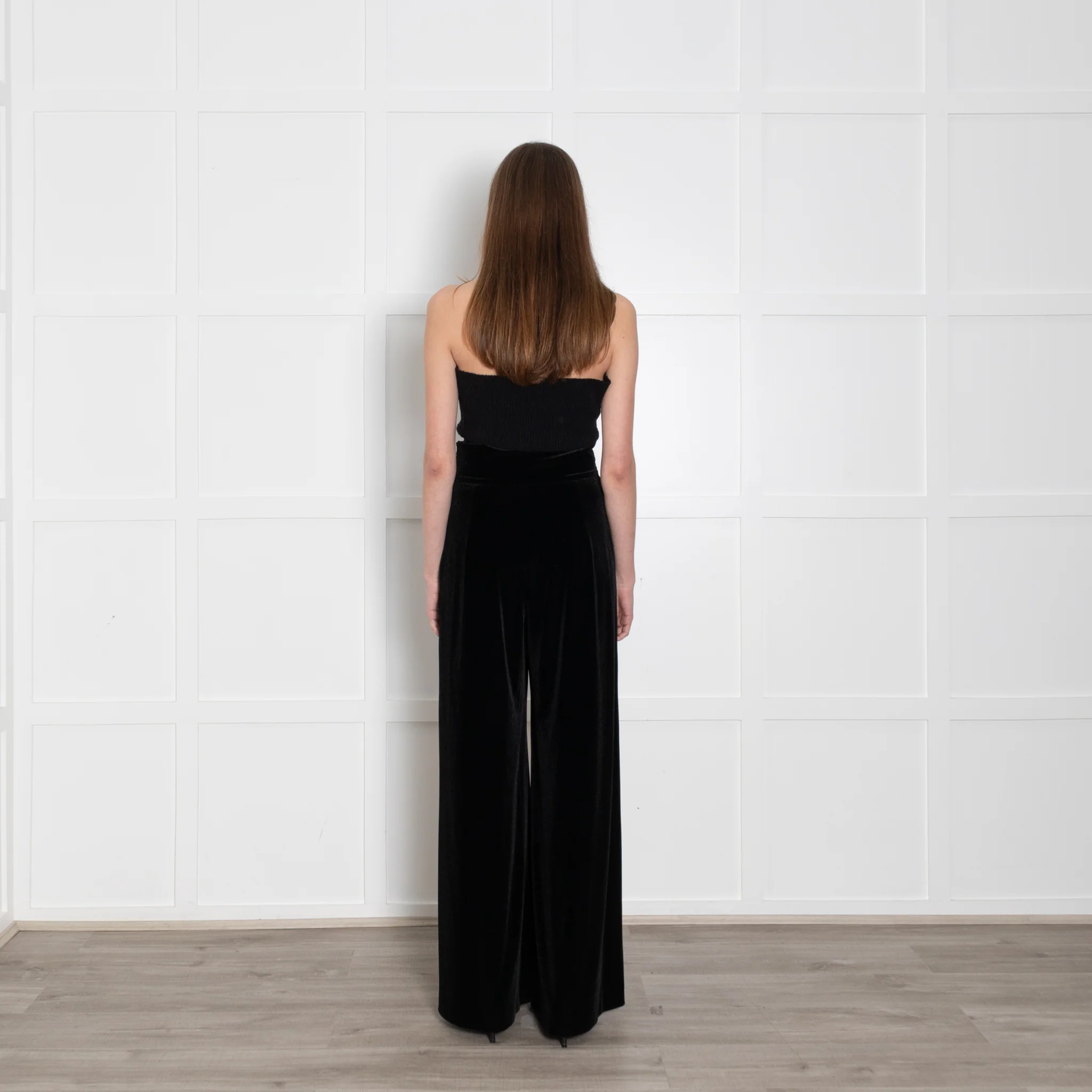 Loretta Caponi Velvet Black Shimmery Flared Trousers - Image 5