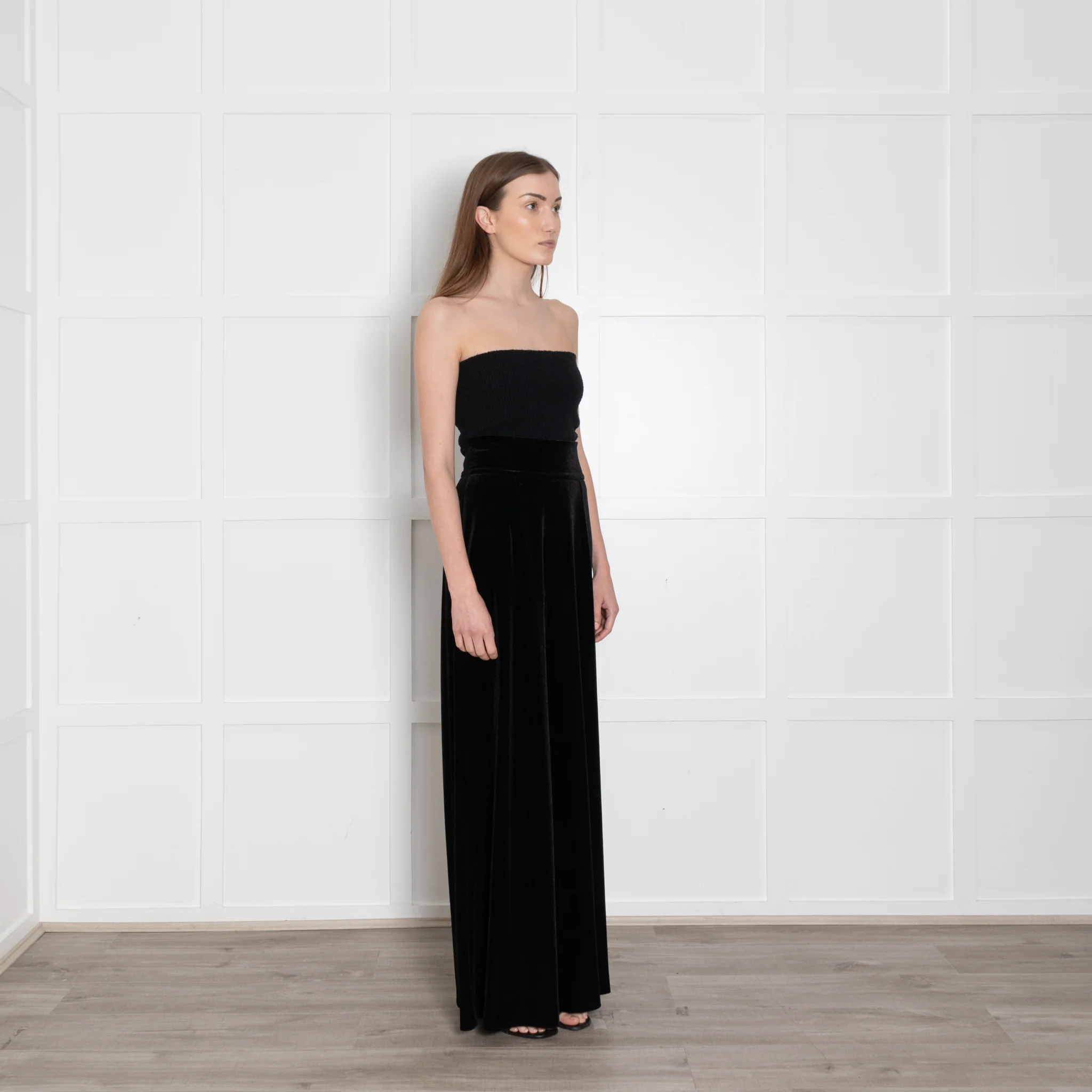 Loretta Caponi Velvet Black Shimmery Flared Trousers - Image 7