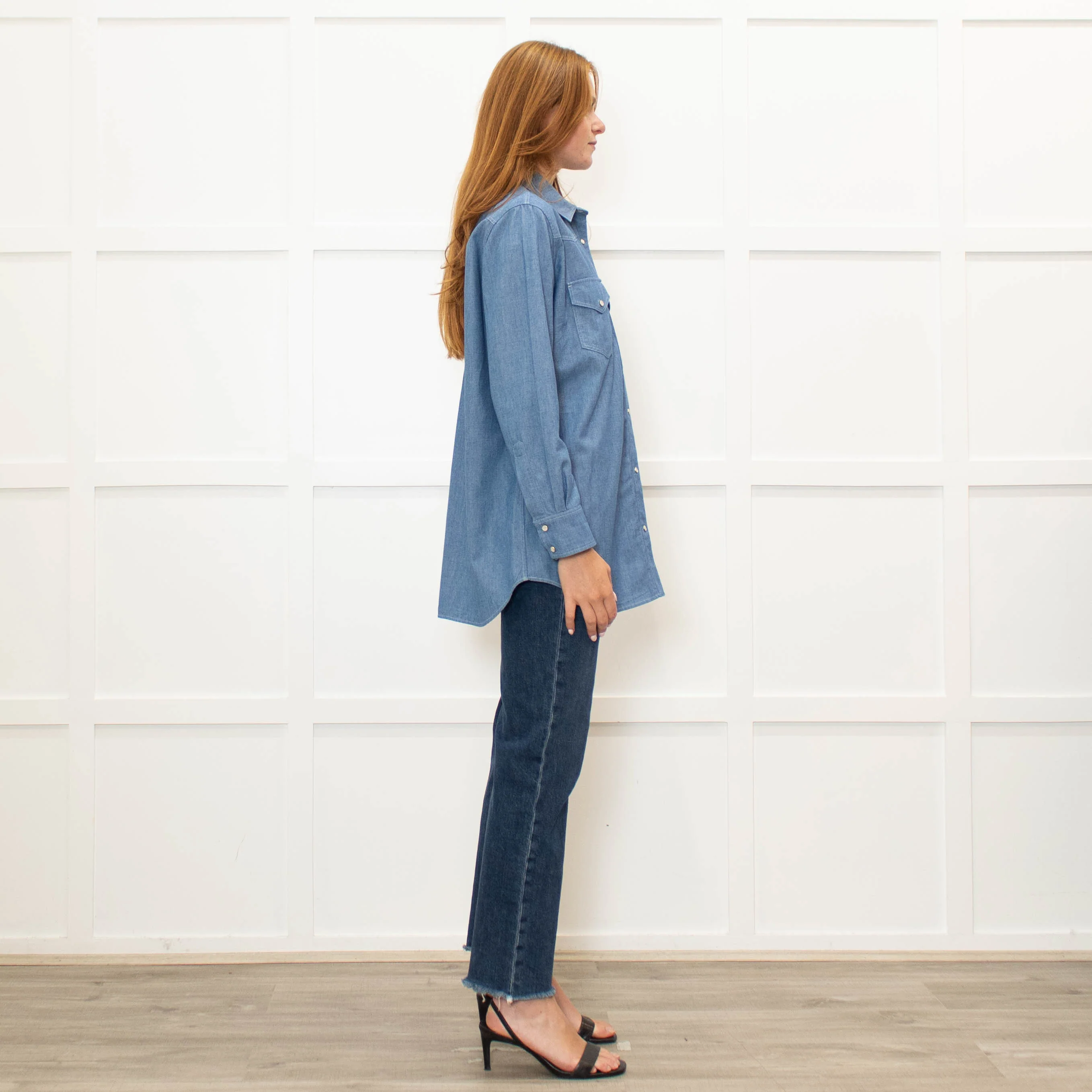 Loro Piana Blue Cotton Chambray Shirt - Image 6