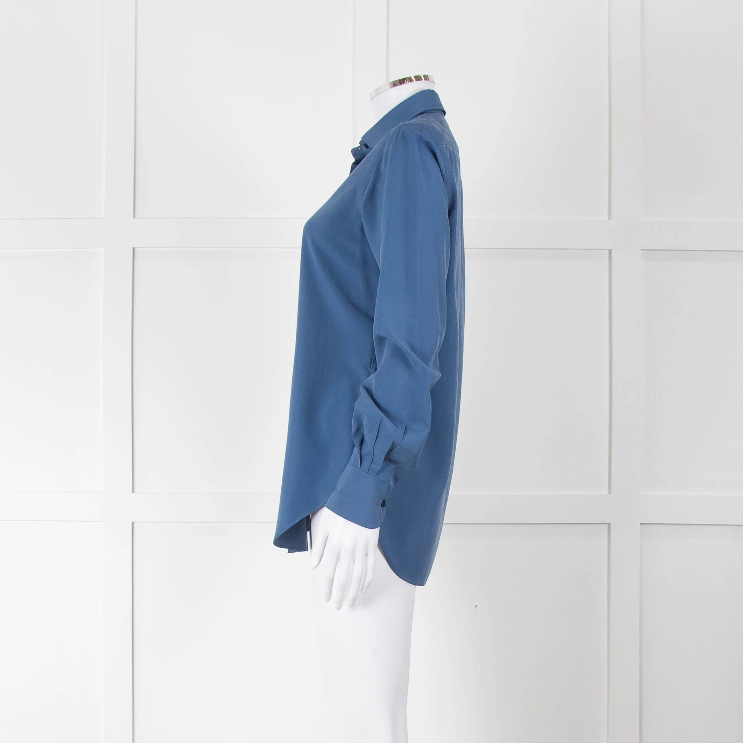 Loro Piana Blue Silk Collared Shirt - Image 7