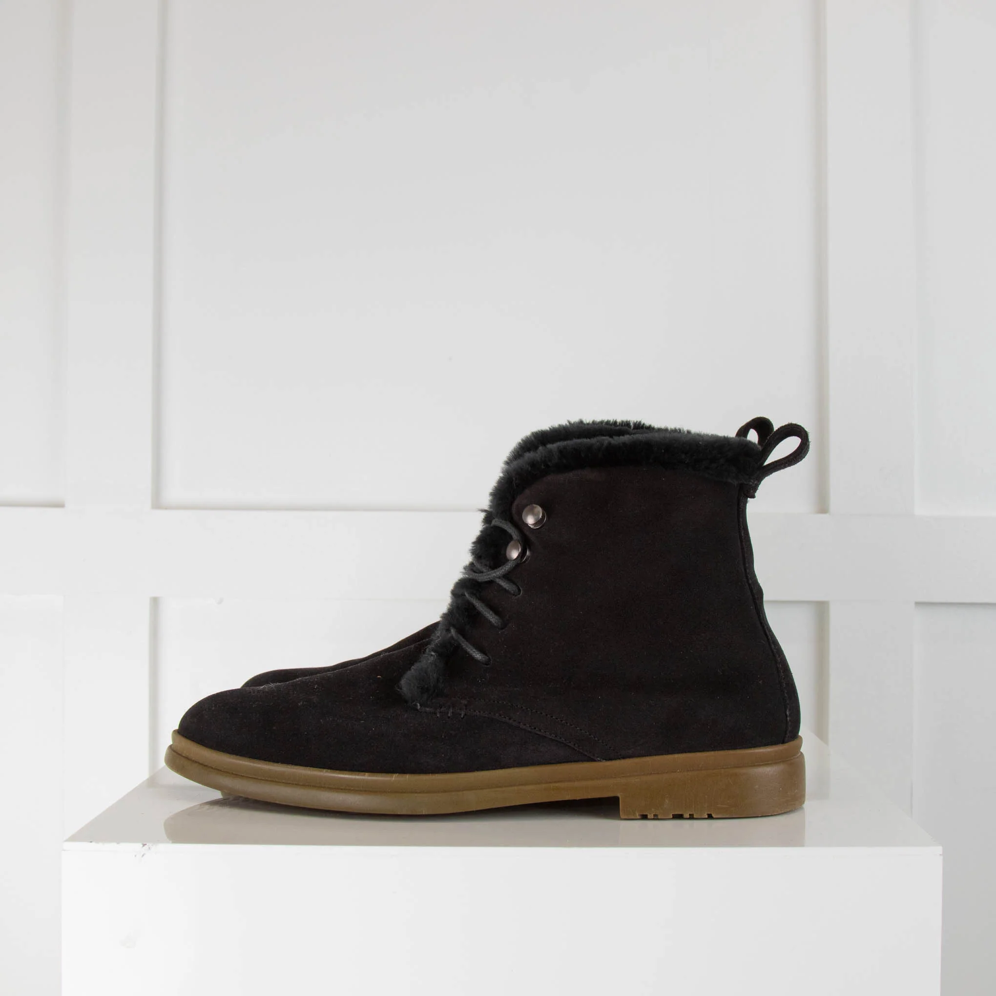 Loro Piana Black/Blue Suede Yivi Walk Ankle Boots - Image 2