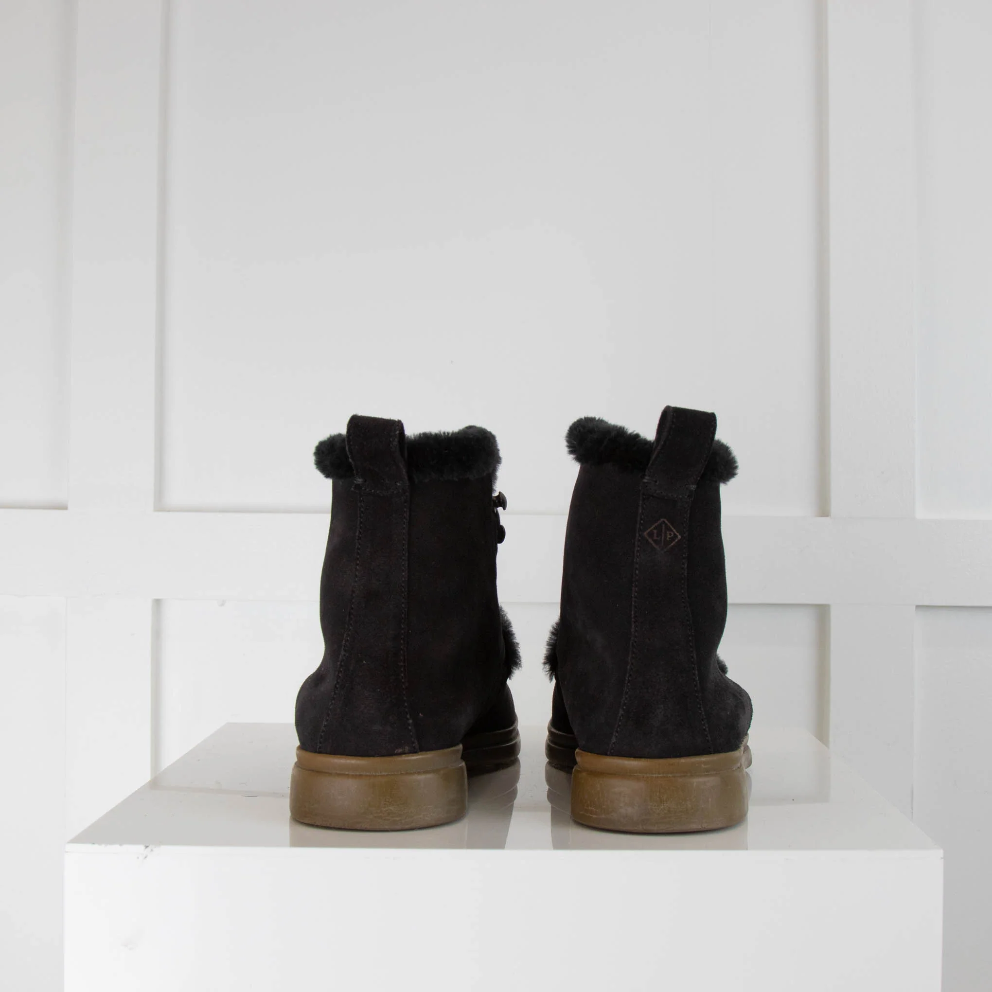 Loro Piana Black/Blue Suede Yivi Walk Ankle Boots - Image 3