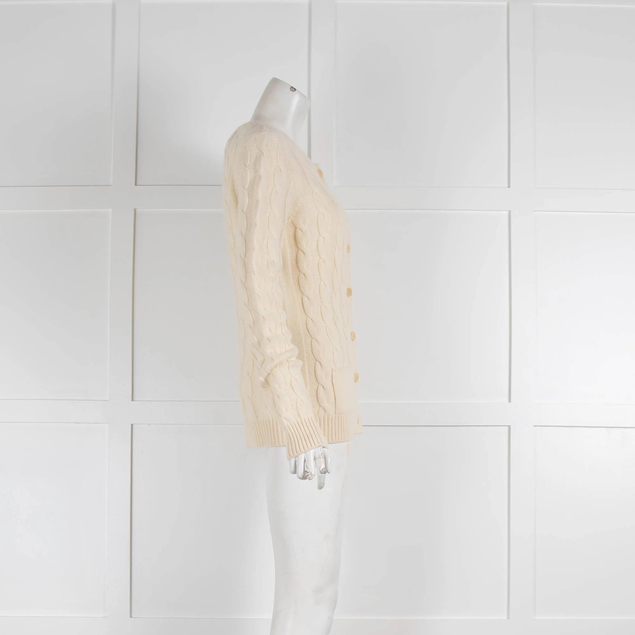 Loro Piana Cream Cable Knit Cardigan - Image 2