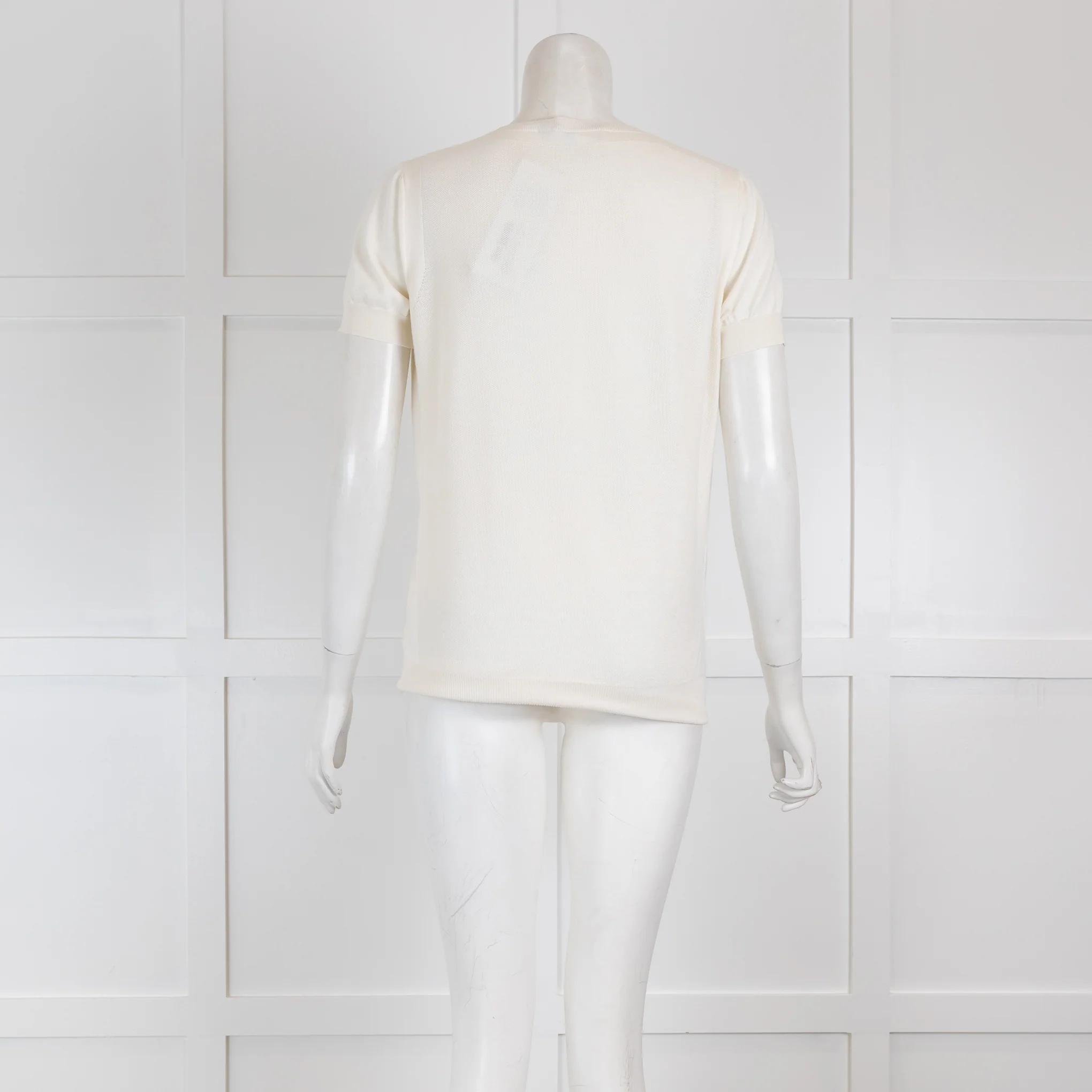 Loro Piana Cream Silk Mix Short Sleeved Top - Image 2