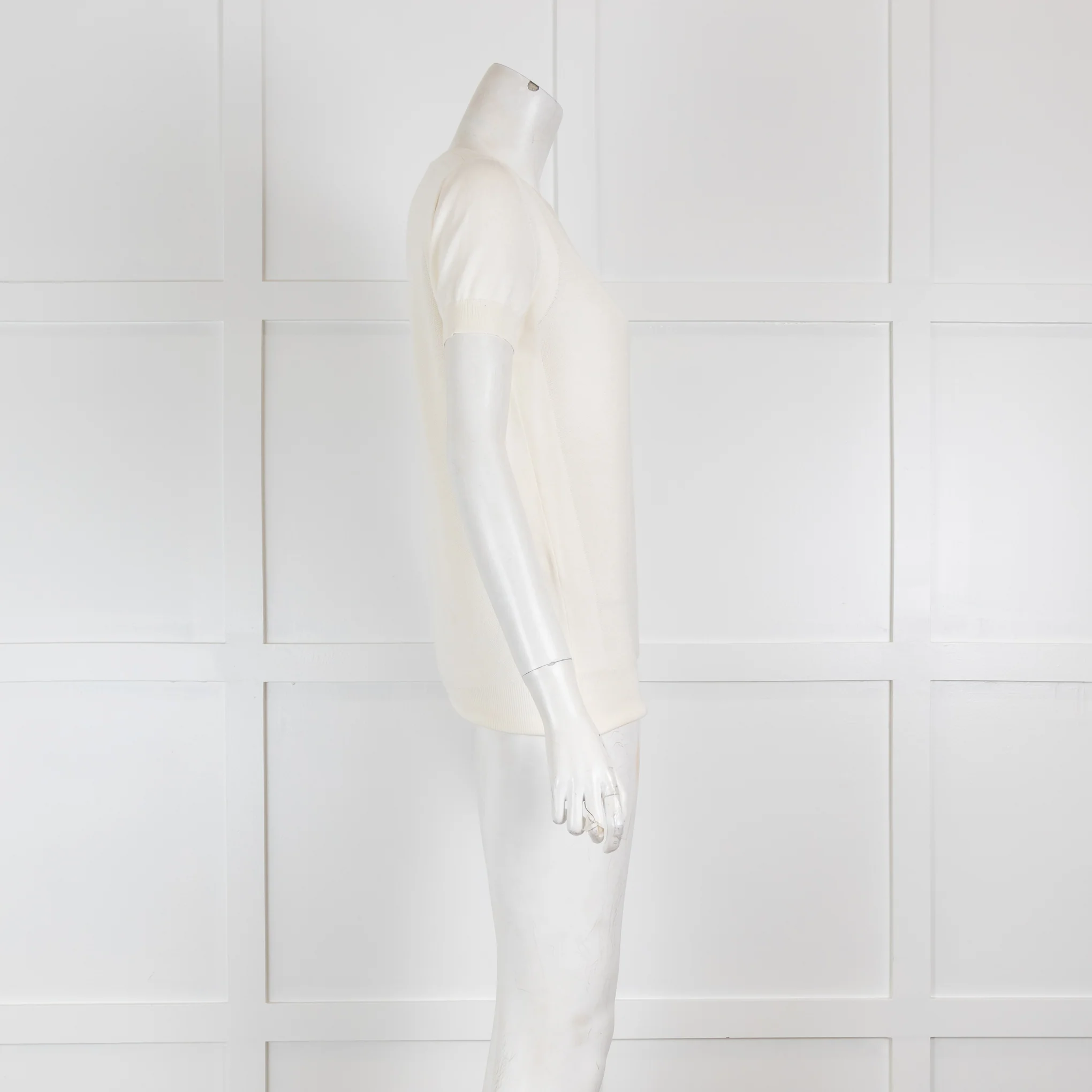 Loro Piana Cream Silk Mix Short Sleeved Top - Image 3