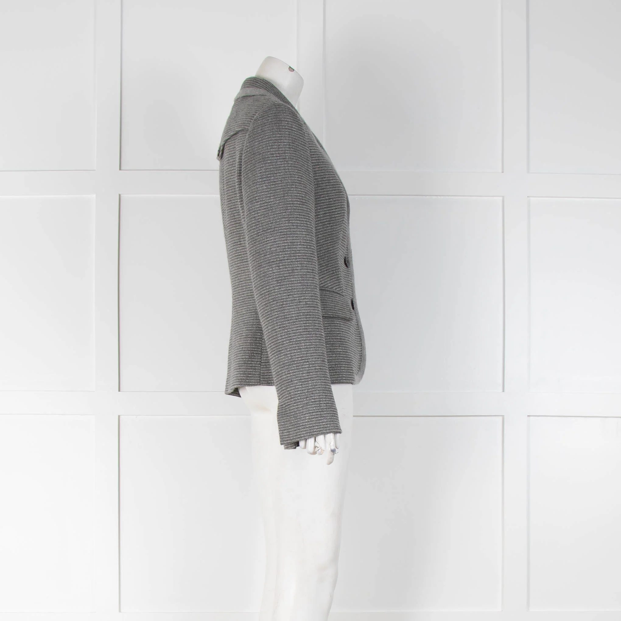 Loro Piana Grey Cashmere Sparkle Knit Jacket - Image 2