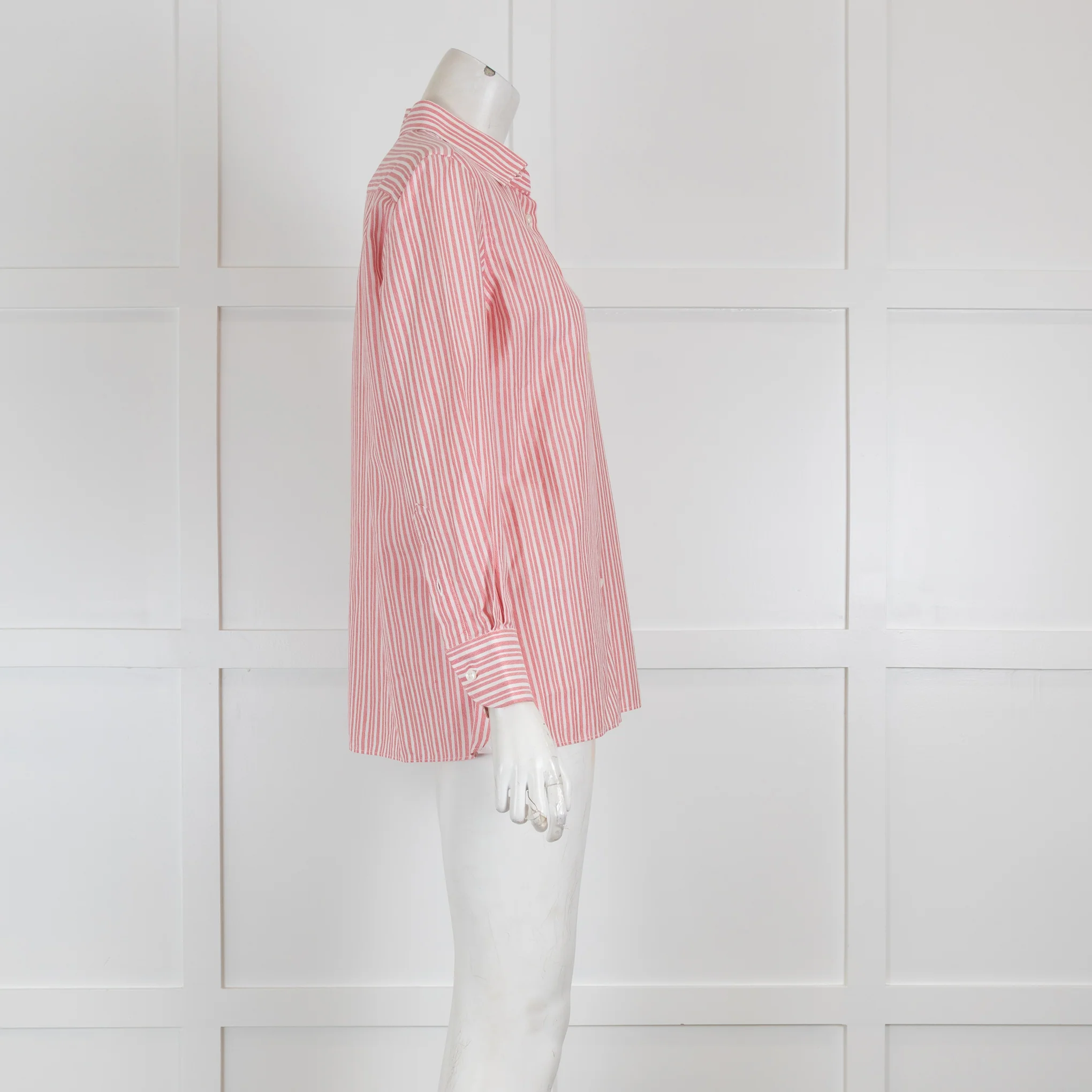 Loro Piana Red & White Stripe Long Sleeved Shirt - Image 3
