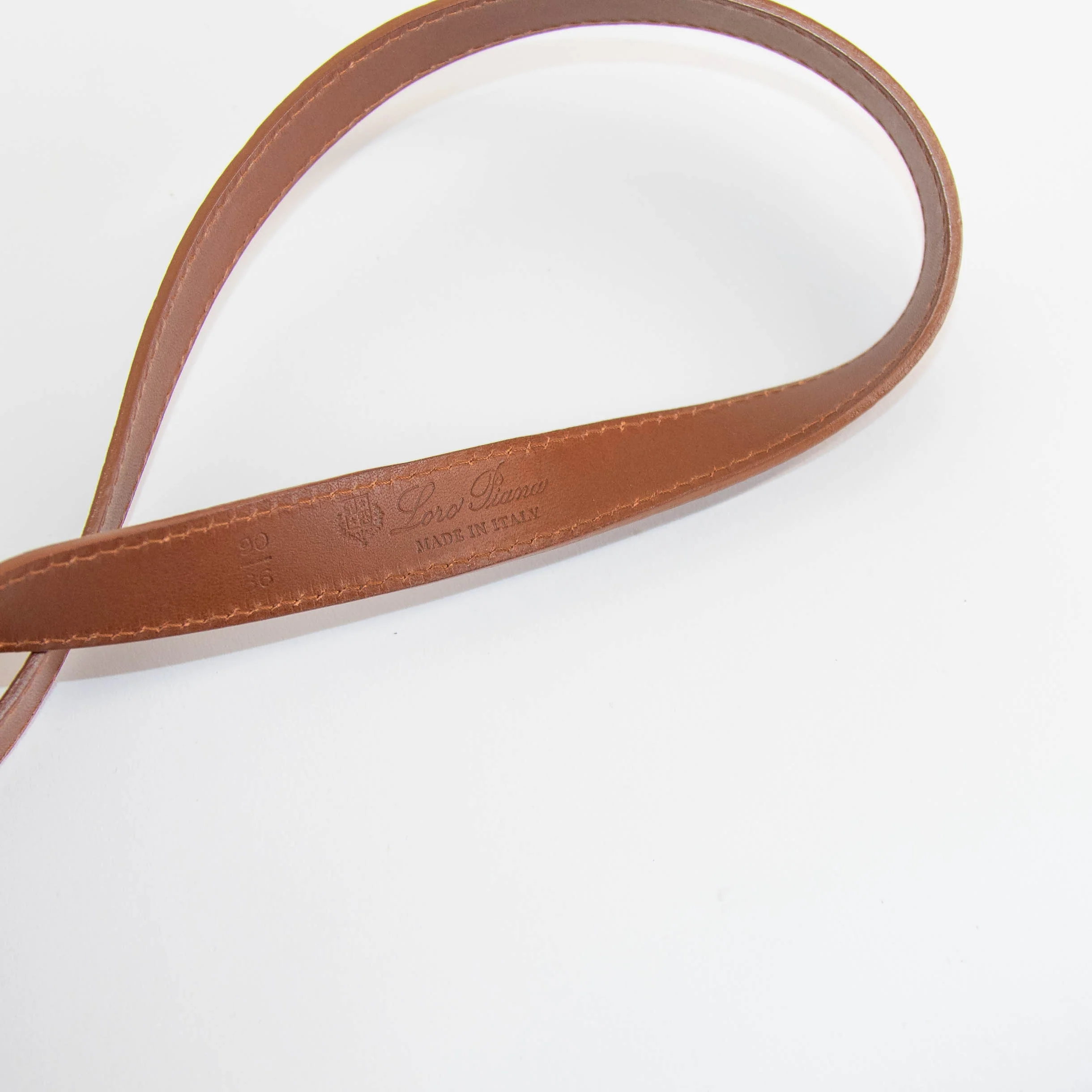 Loro Piana Tan Belt With Gold Tone Oval Buckle - Image 4