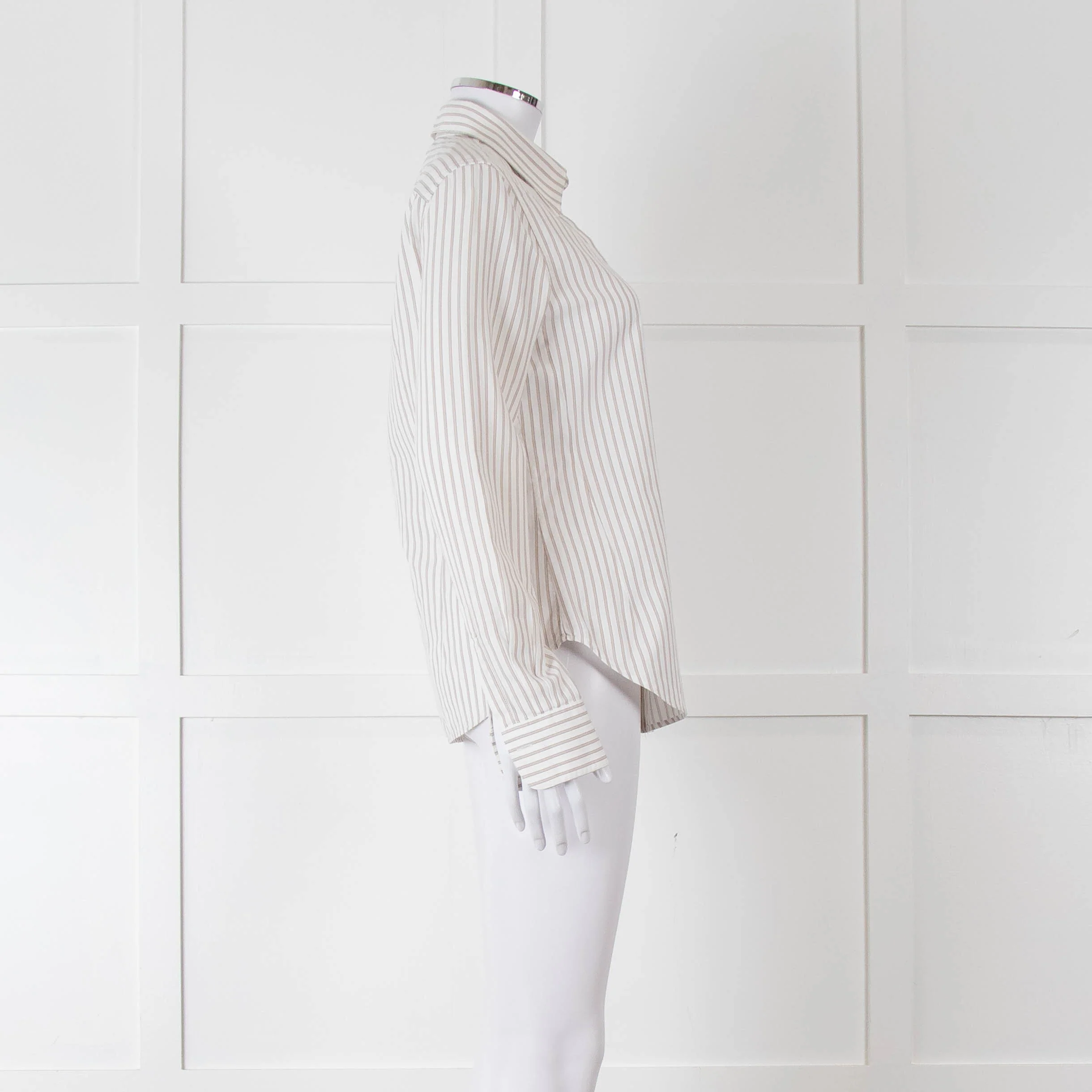 Loro Piana White Beige Striped Shirt - Image 3
