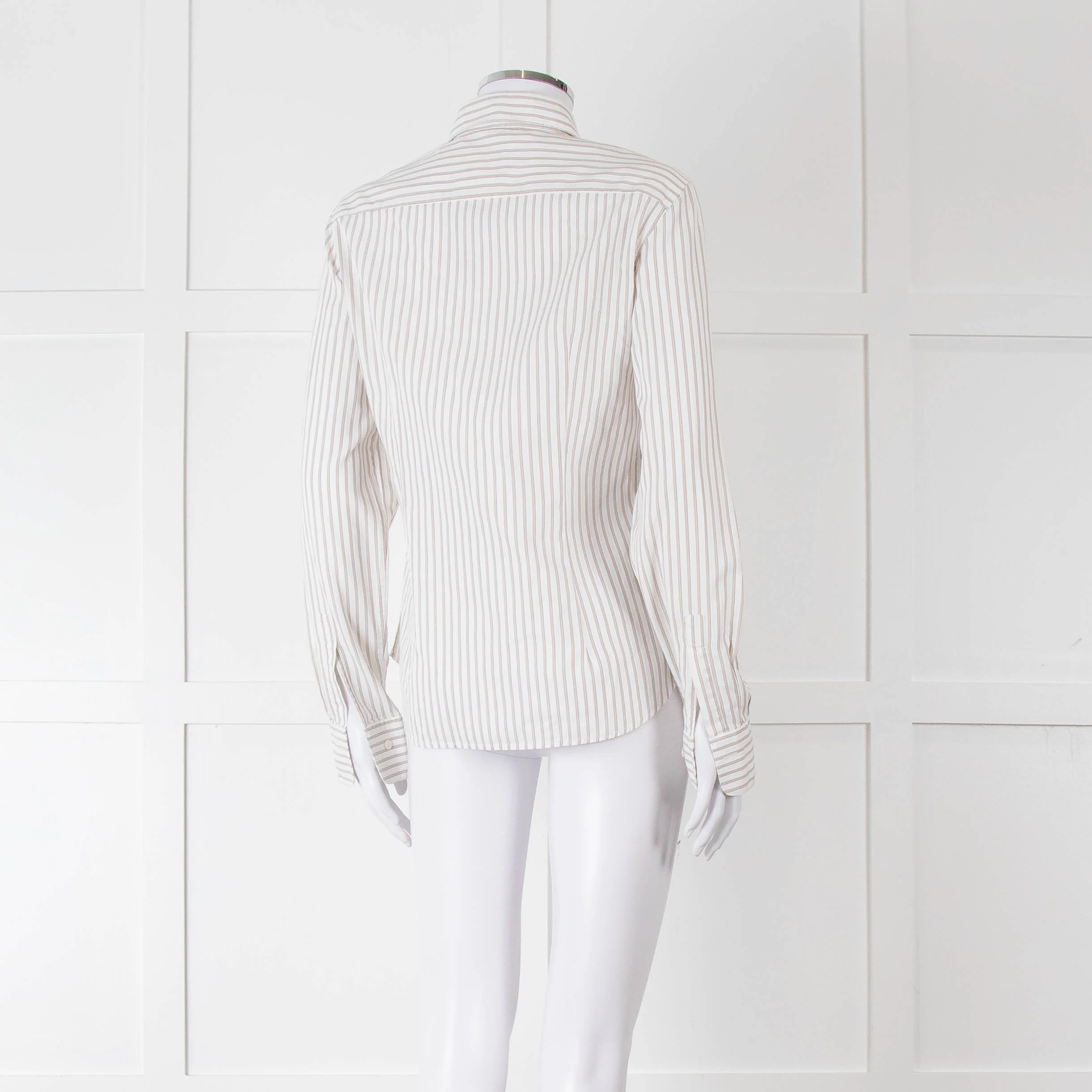 Loro Piana White Beige Striped Shirt - Image 4