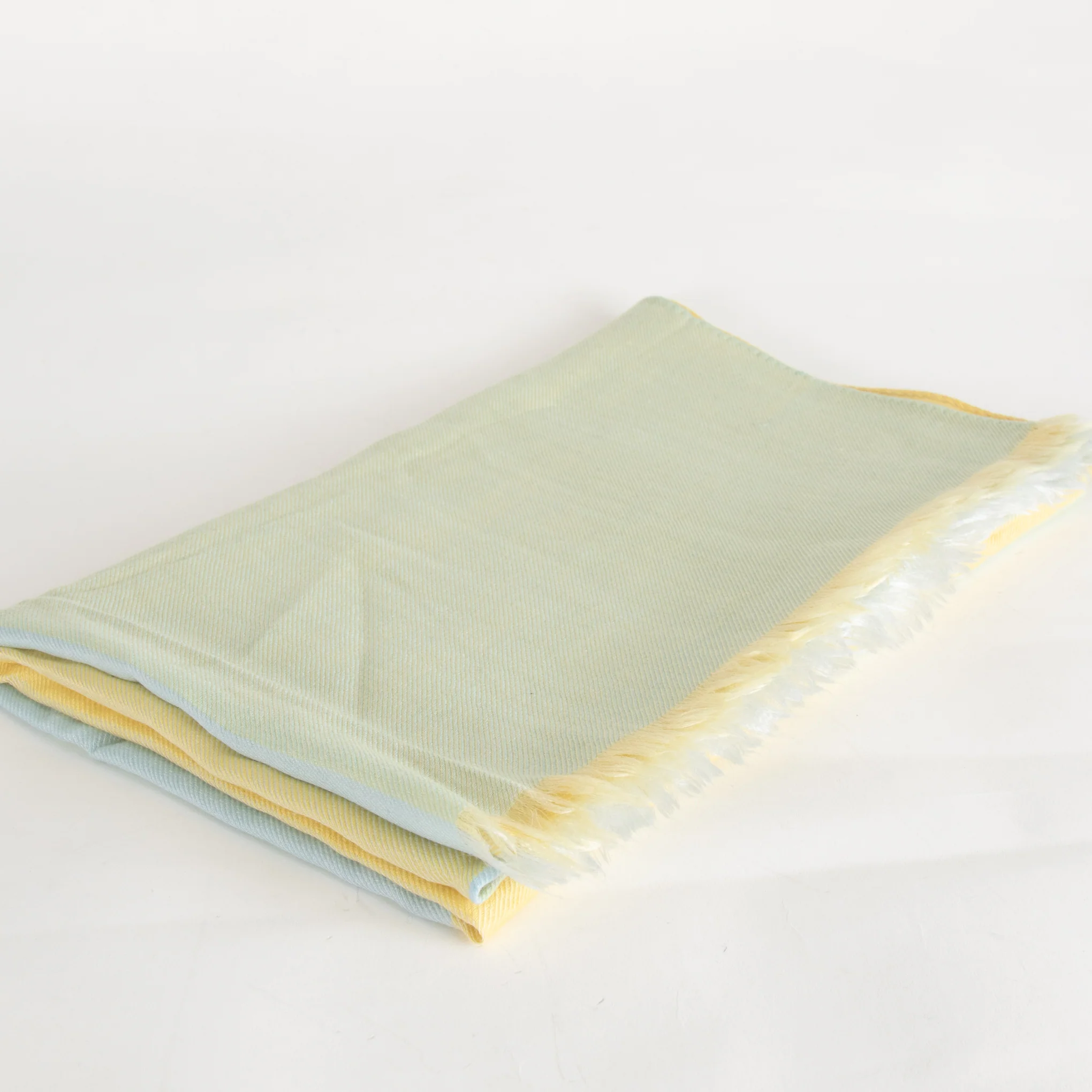 Loro Piana Yellow and Blue Cashmere/Silk Mix Scarf