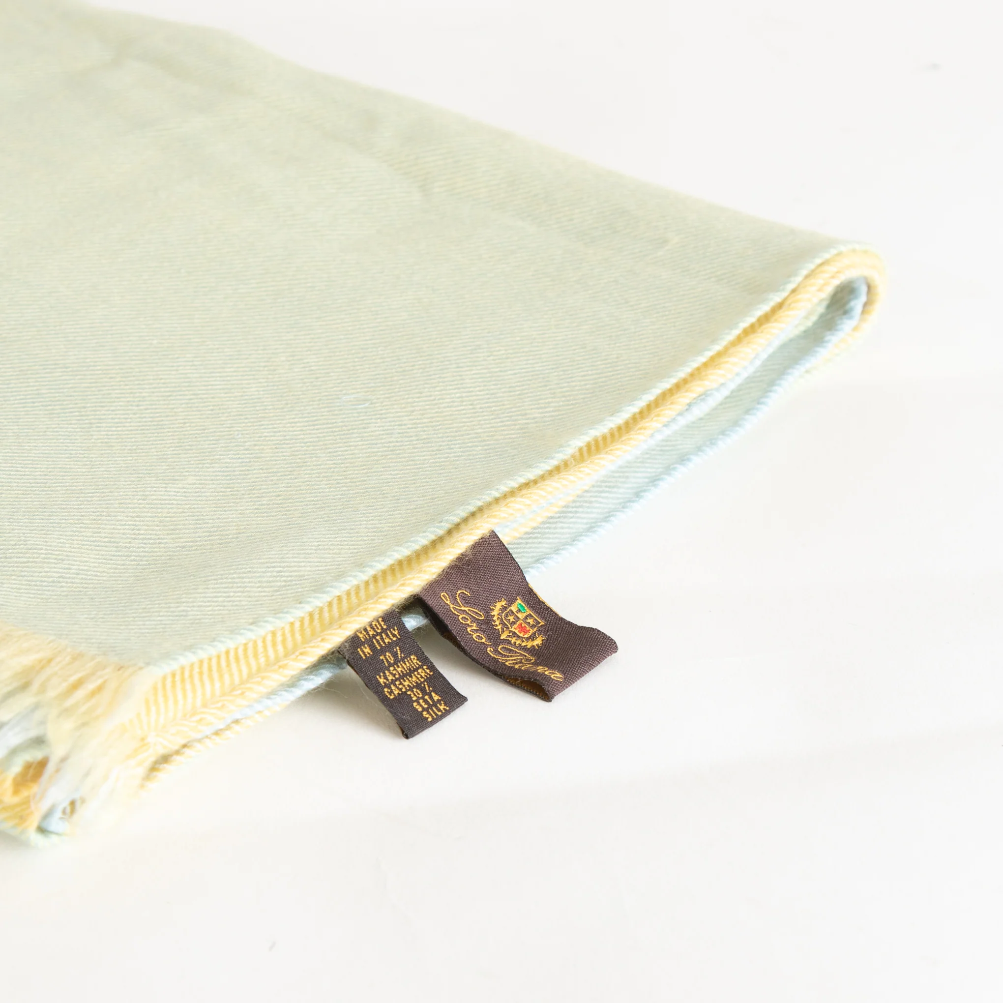 Loro Piana Yellow and Blue Cashmere/Silk Mix Scarf - Image 2