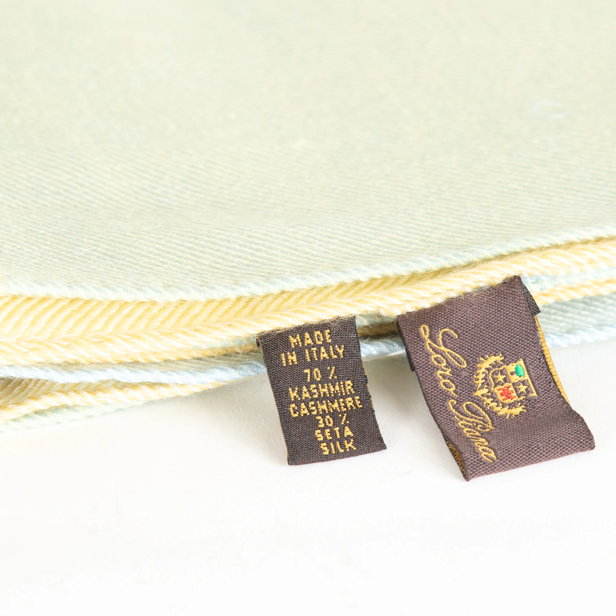 Loro Piana Yellow and Blue Cashmere/Silk Mix Scarf - Image 3