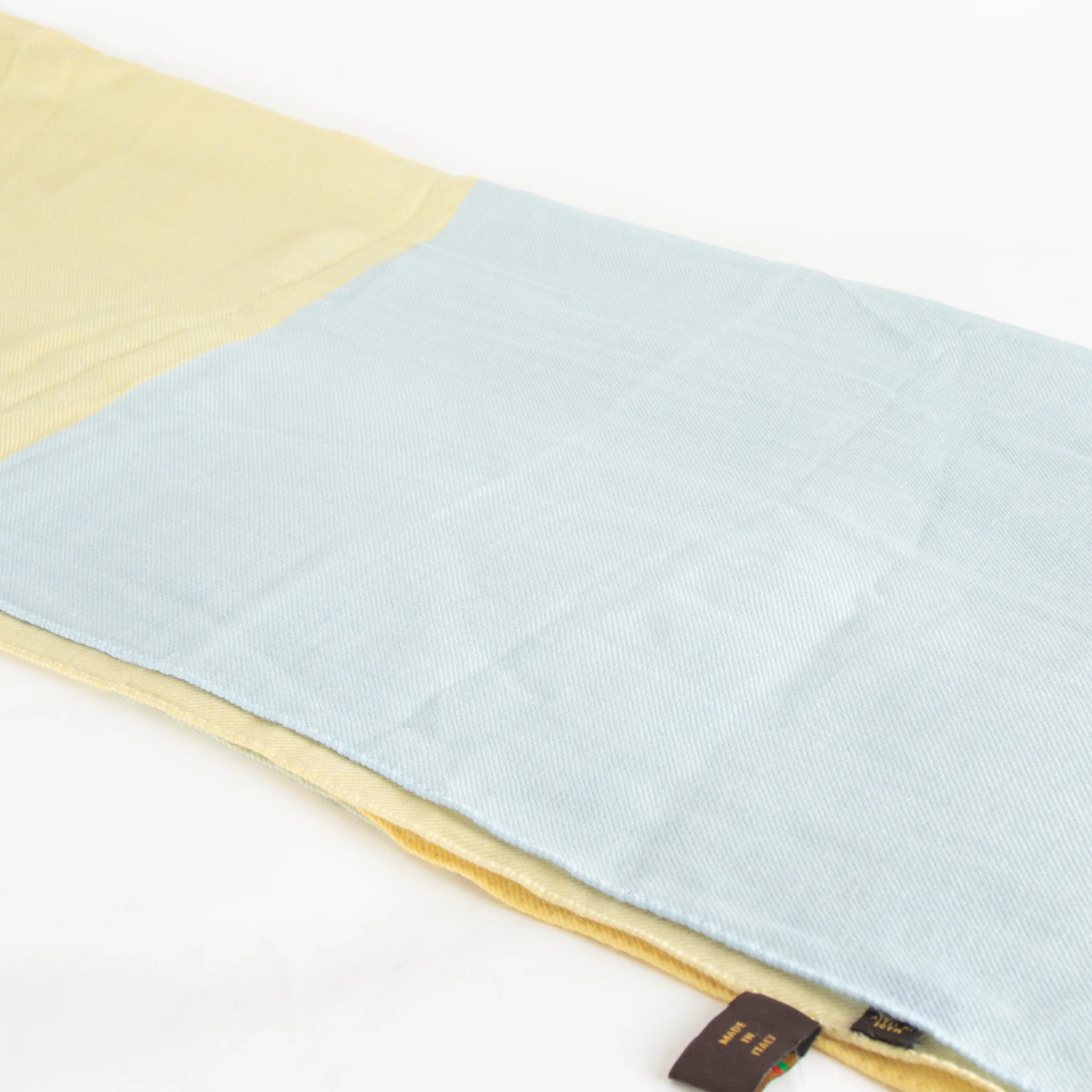 Loro Piana Yellow and Blue Cashmere/Silk Mix Scarf - Image 4