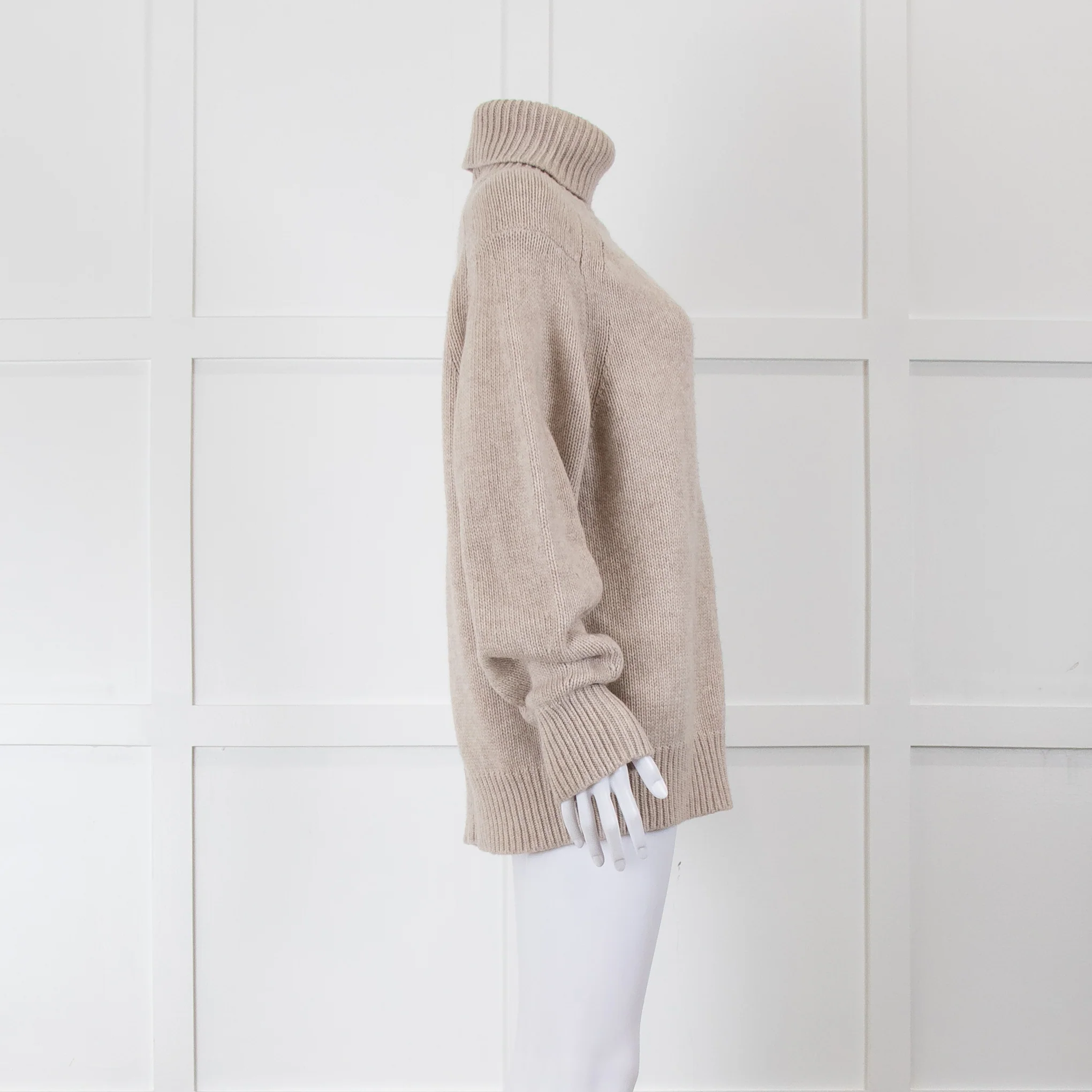 Lou Lou Studio Wool Mix Oatmeal Roll Neck Jumper - Image 3
