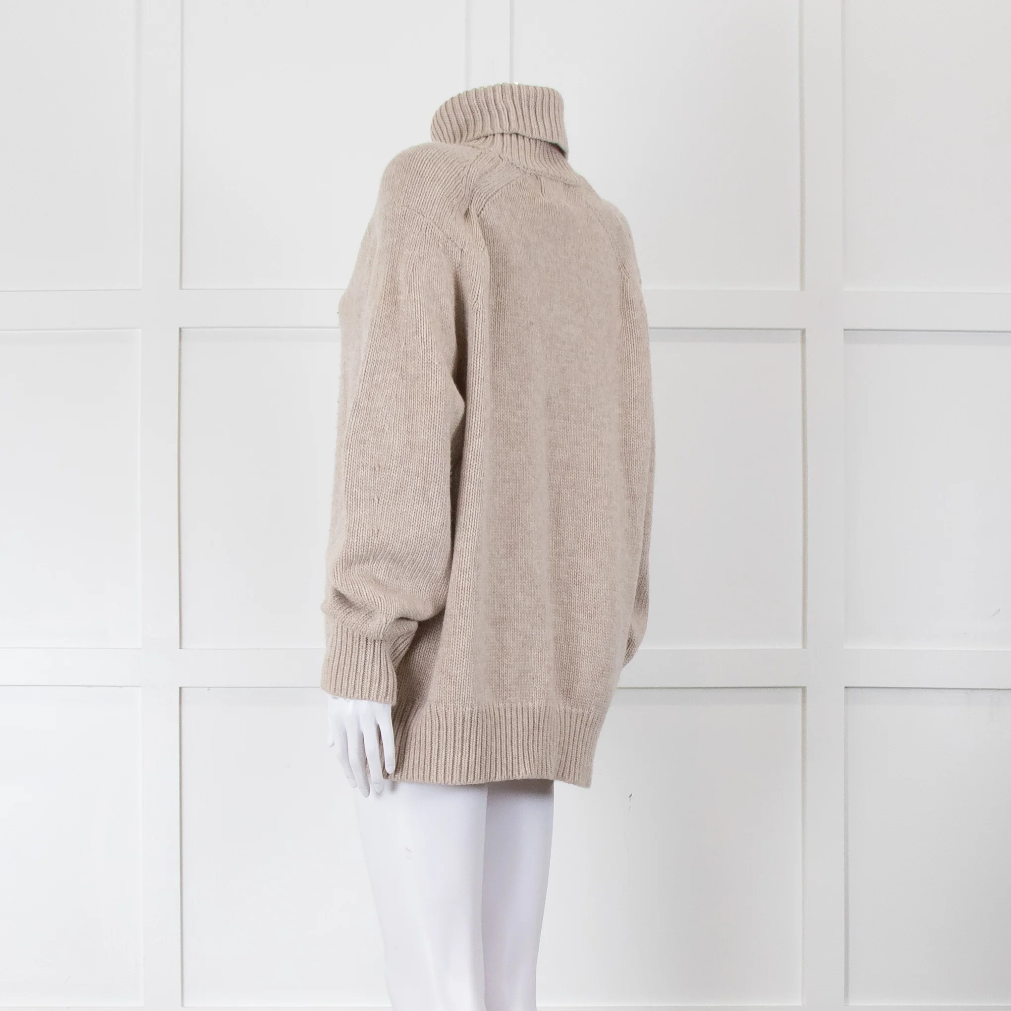 Lou Lou Studio Wool Mix Oatmeal Roll Neck Jumper - Image 6