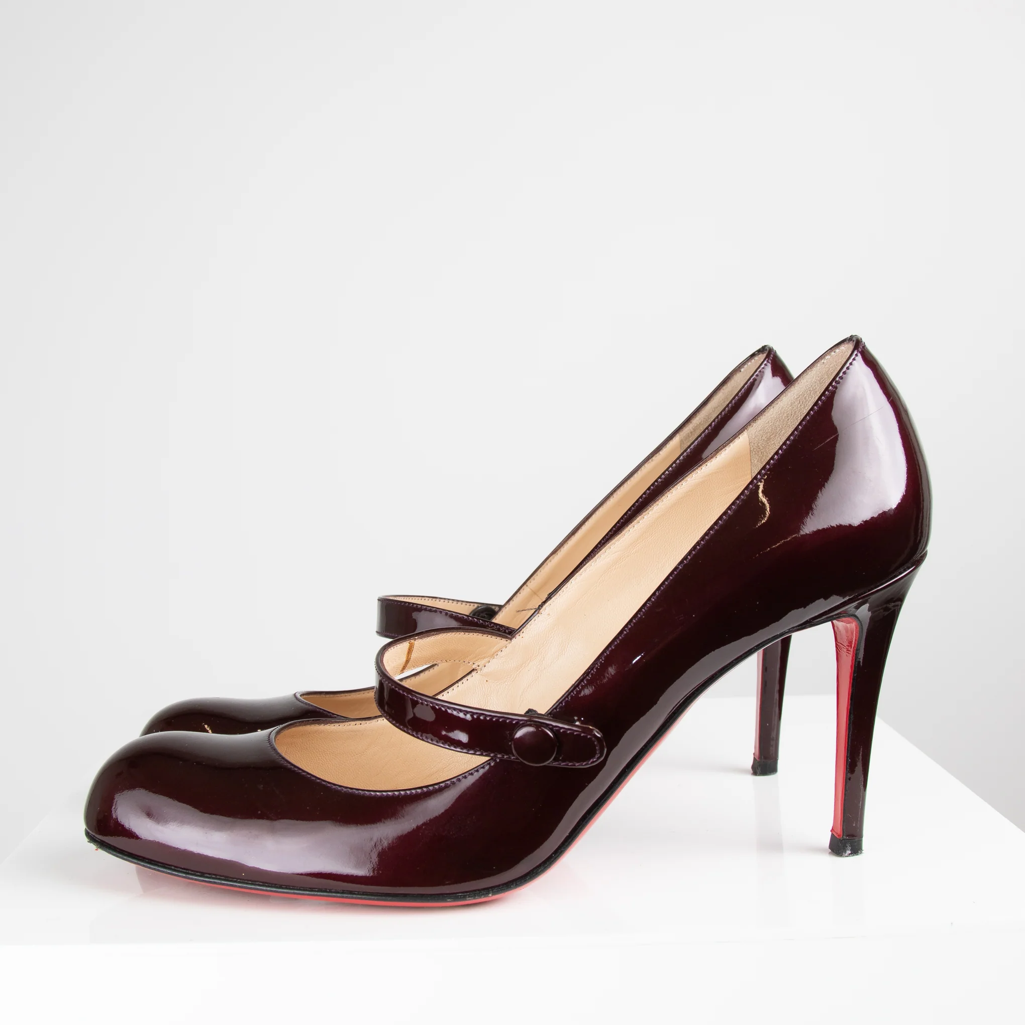 Louboutin Burgundy Mary Jane Heels - Image 3