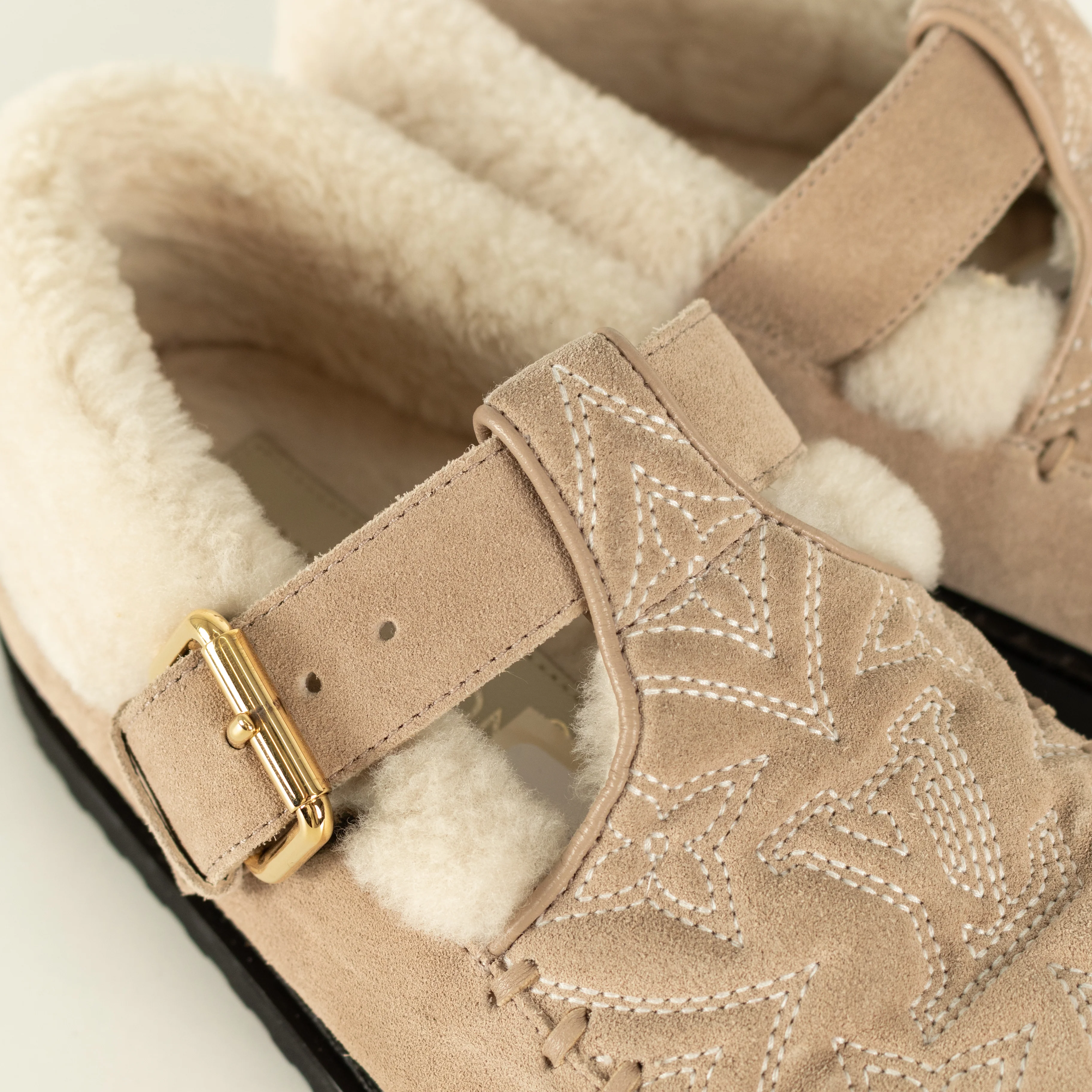 Louis Vuitton Beige Suede Shearling Comfort Mary Janes - Image 13