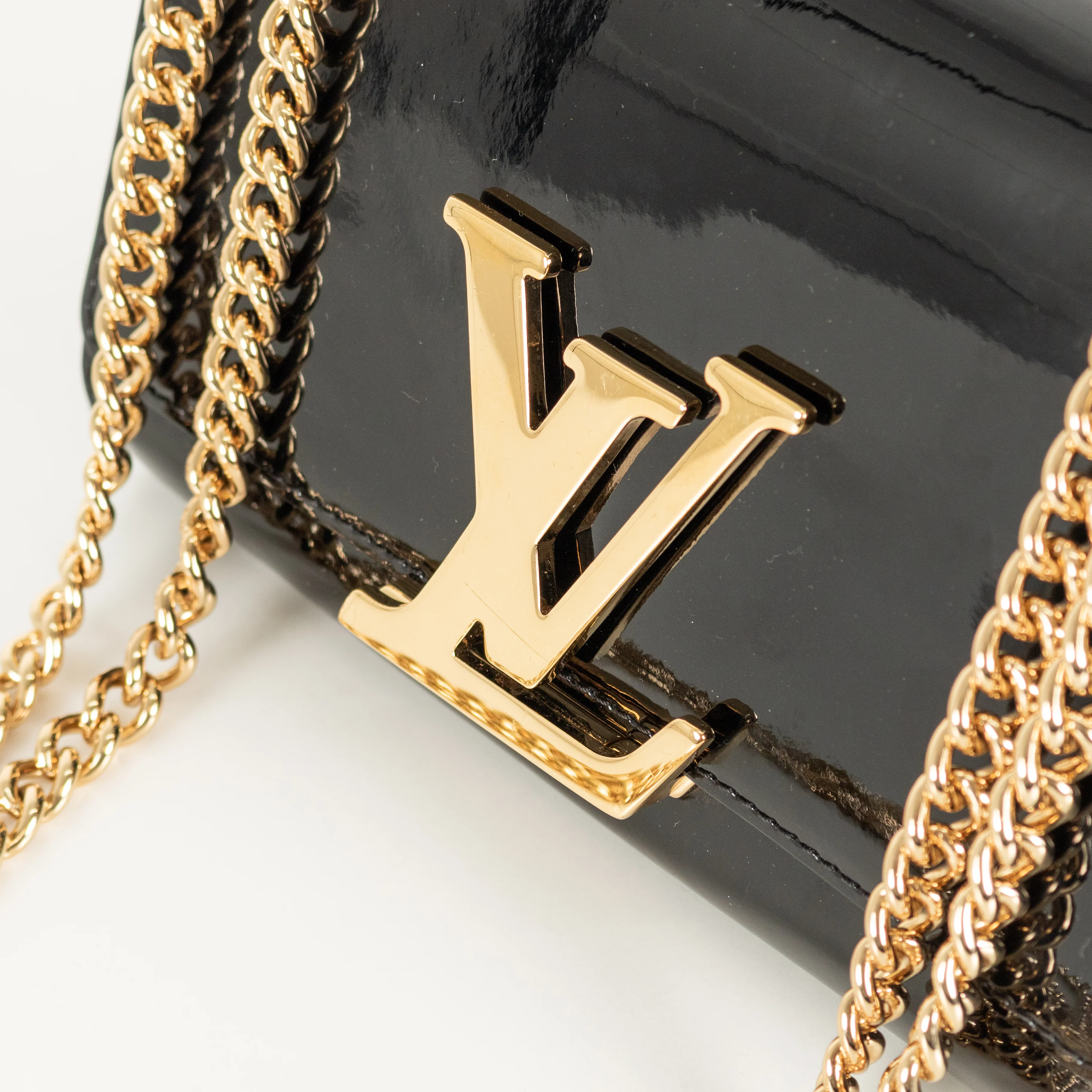 Louis Vuitton Black Patent Gold Hardware Louise MM Bag - Image 11