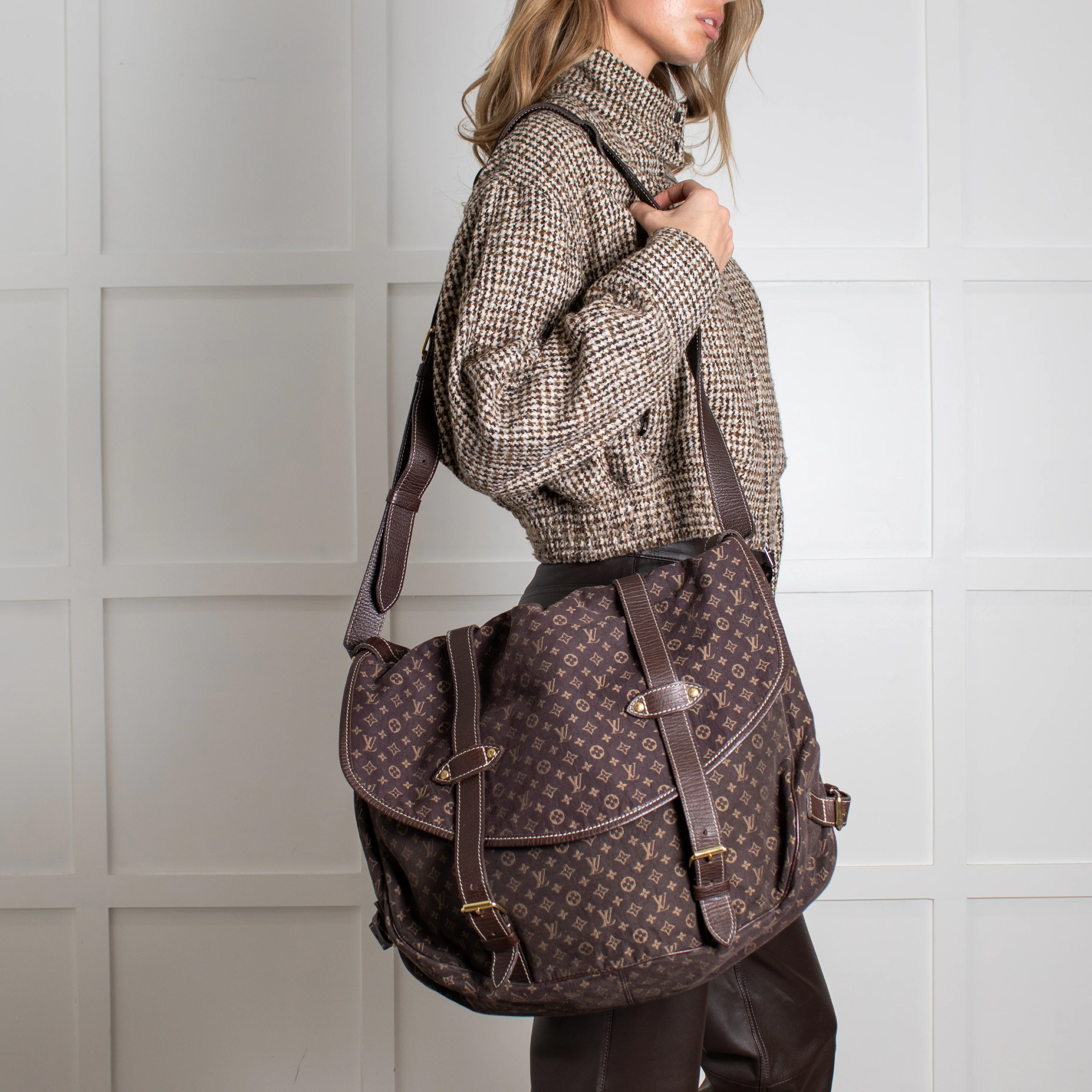 Louis Vuitton Brown Monogram Mini Lin Saumur XL Shoulder Bag - Image 2